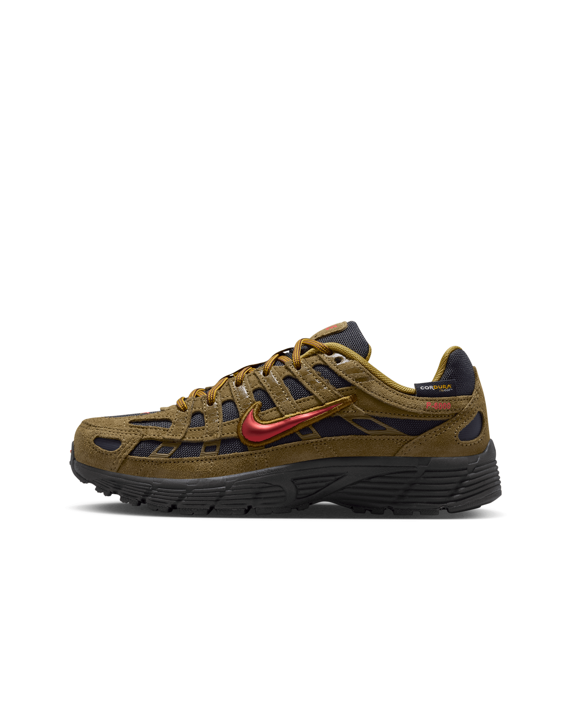 Nike P-6000 Premium Older Kids' Shoes - Olive Flak/Black/Quantum Moss/Picante Red