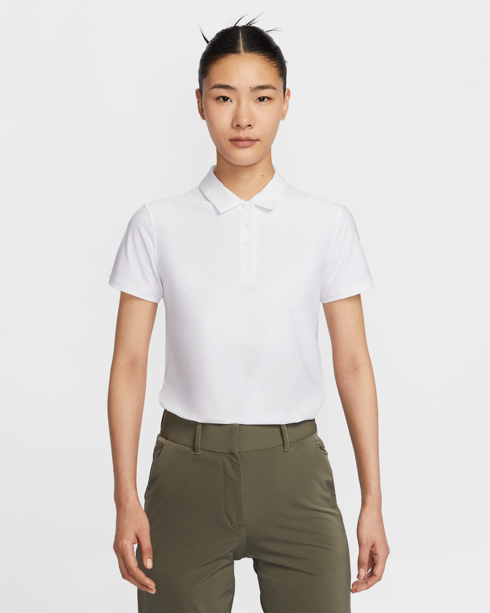 ナイキ ビクトリー ウィメンズ Dri-FIT ショートスリーブ ゴルフポロ - ホワイト/ブラック