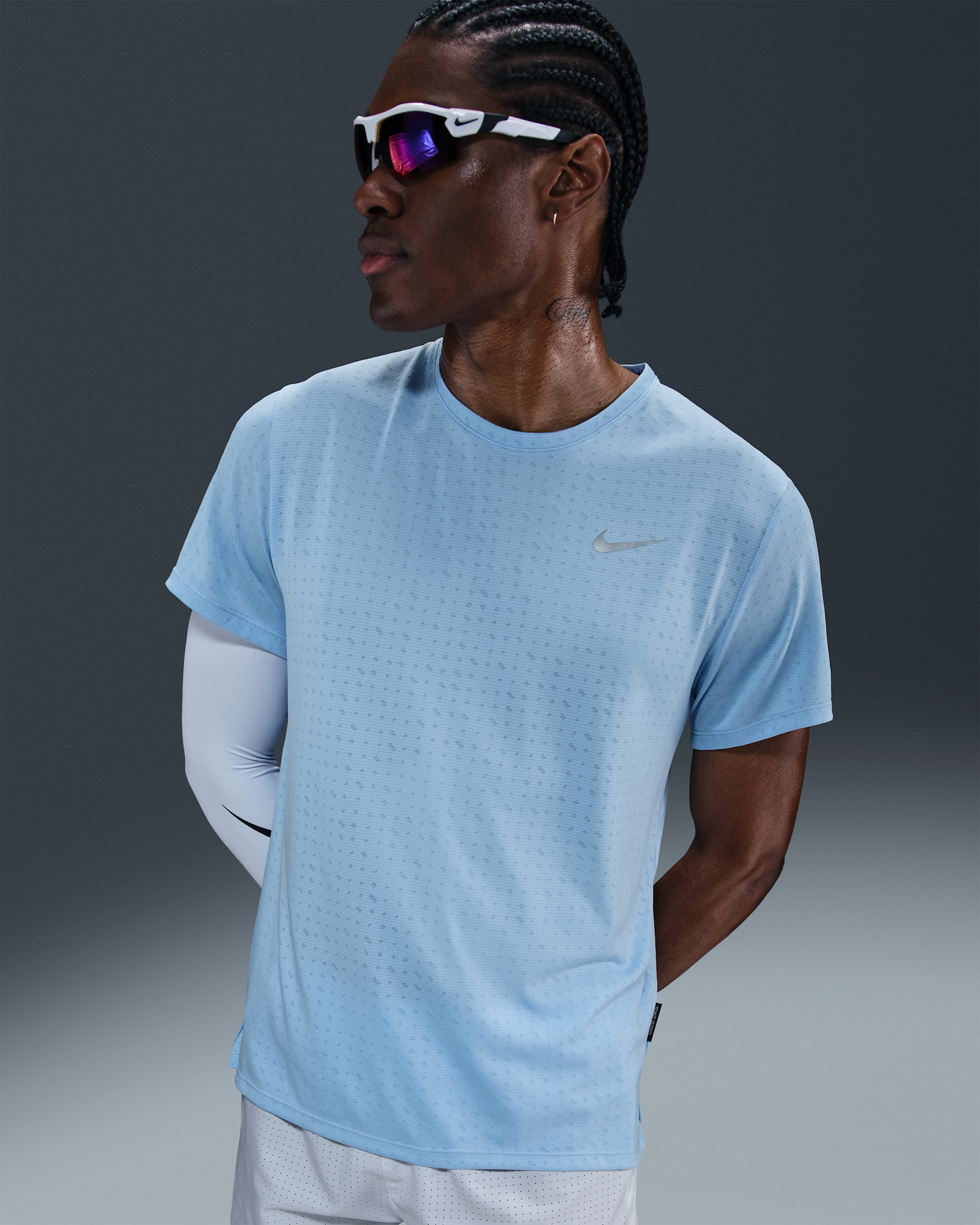 Haut de running Dri-FIT à manches courtes Nike Miler Breathe pour homme - Psychic Blue