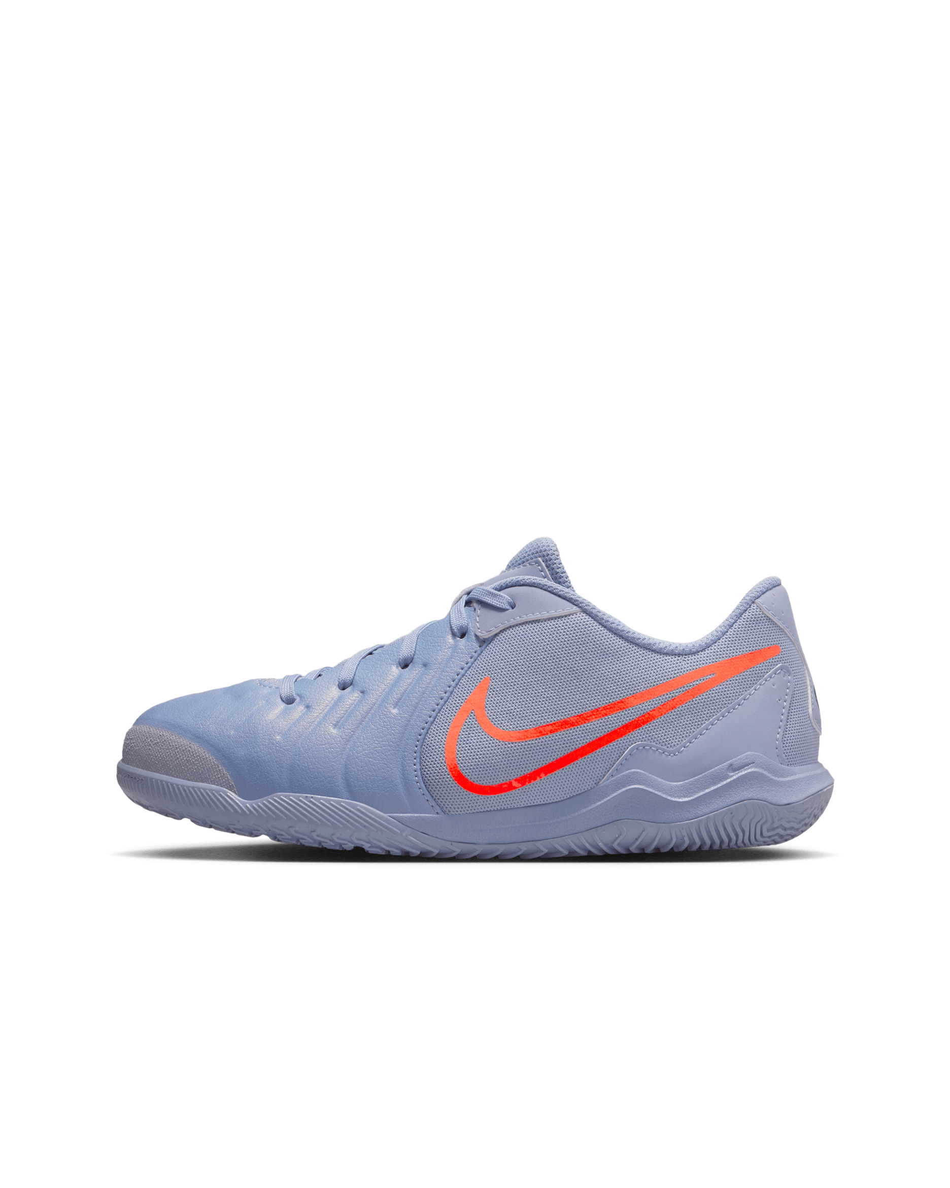 Tacos de fútbol para cancha cubierta de corte low para niños de preescolar y grandes Nike Jr. Tiempo Legend 10 Academy - Azul eclipse/Negro
