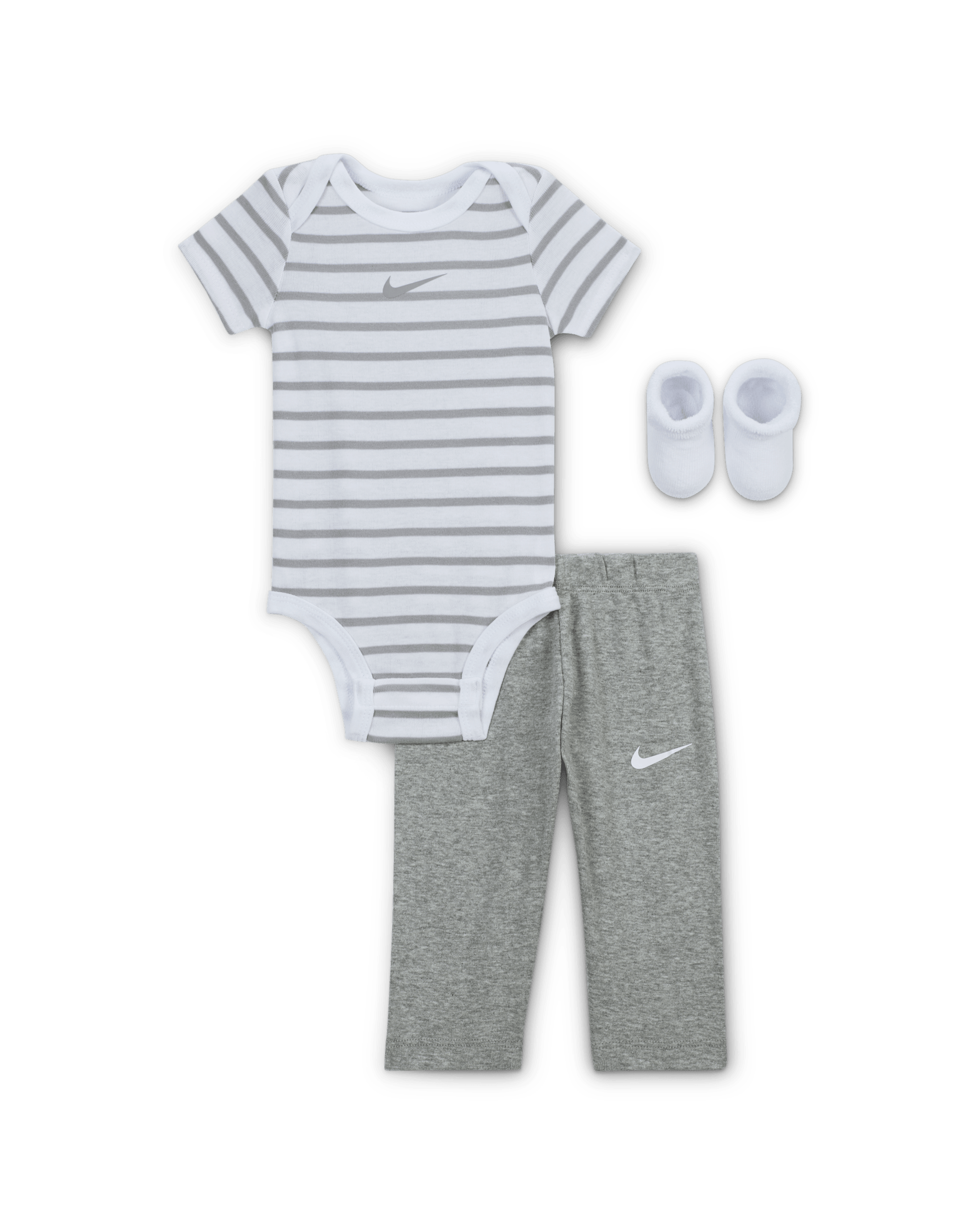 Nike Baby Bodysuit, Pants, and Terry Socks 3-Piece Set - Dark Grey Heather