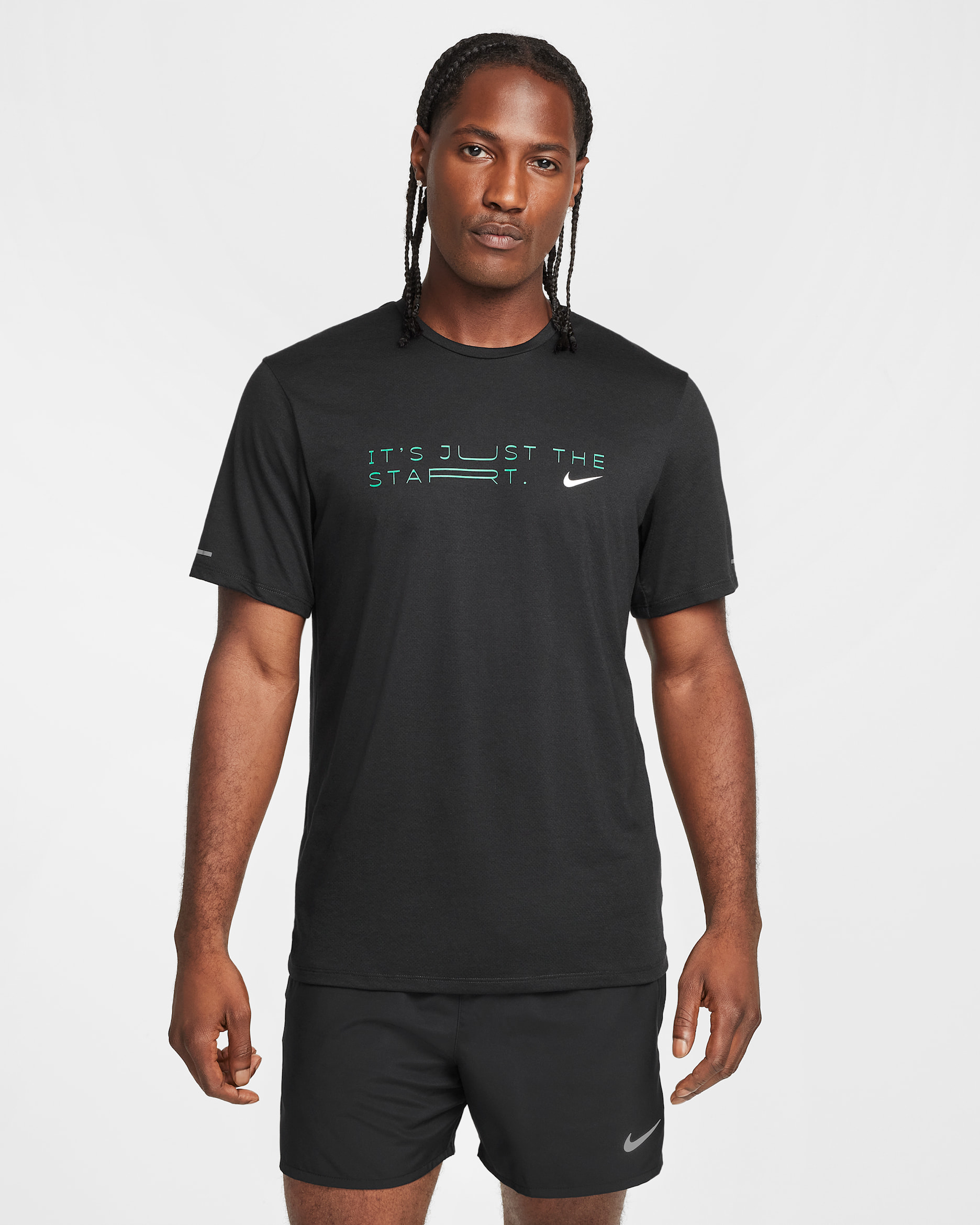 Playera de correr de manga corta Dri-FIT para hombre Nike Rise 365 "Kipchoge" - Negro/Verde estadio