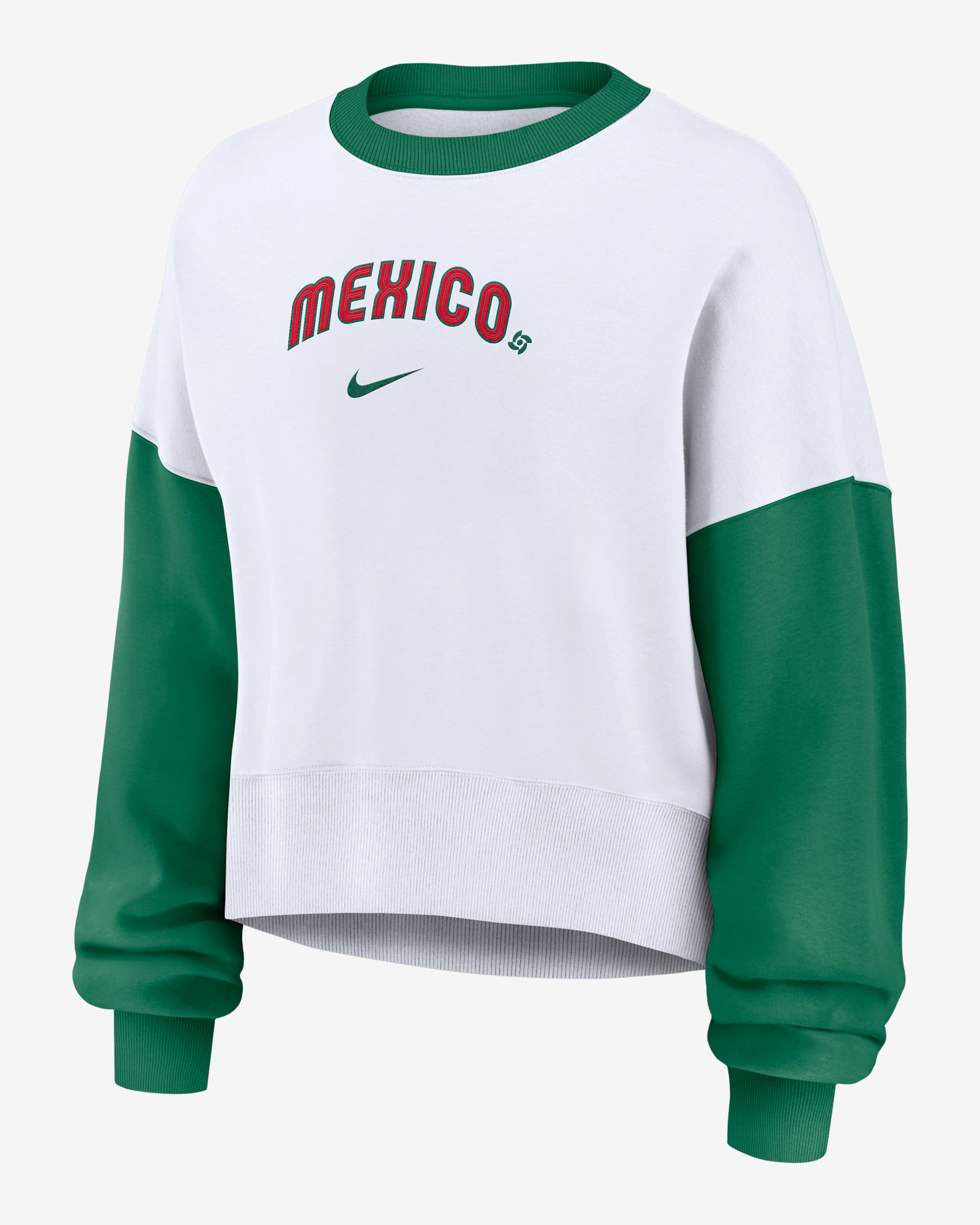Sudadera de cuello redondo sin cierre Nike para mujer Mexico National Baseball Team 2026 World Baseball Classic - Blanco/Verde Kelly