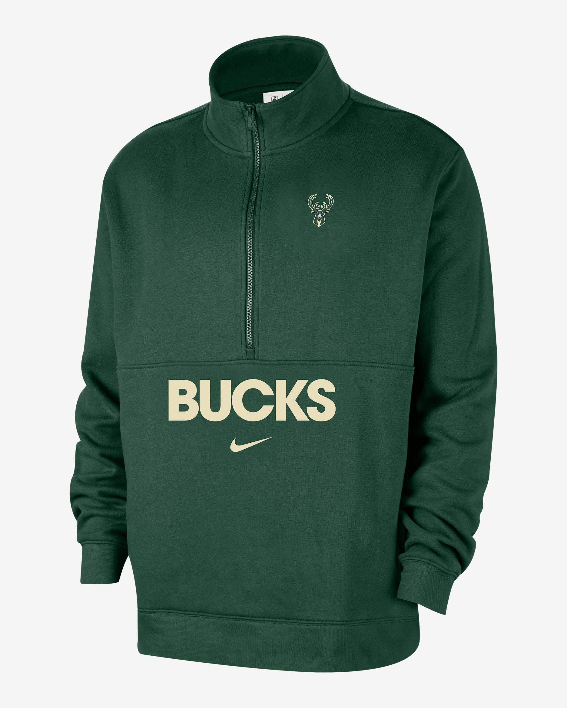 Milwaukee Bucks Club Courtside Men's Nike NBA 1/2-Zip Top - Fir/Flat Opal