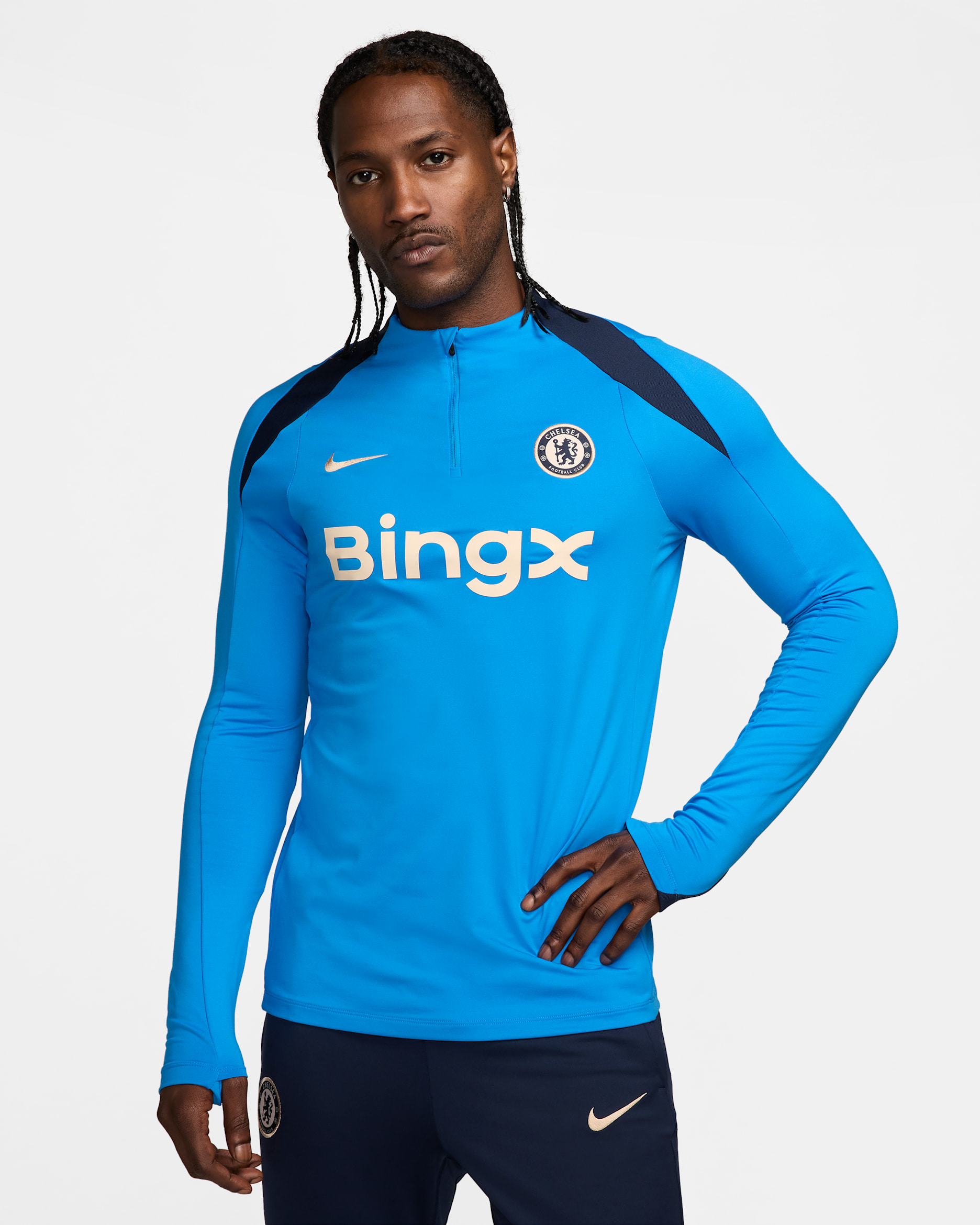 Fotbollsträningströja Chelsea FC Strike Nike Dri-FIT för män - Light Photo Blue/Light Photo Blue/Obsidian/Guava Ice