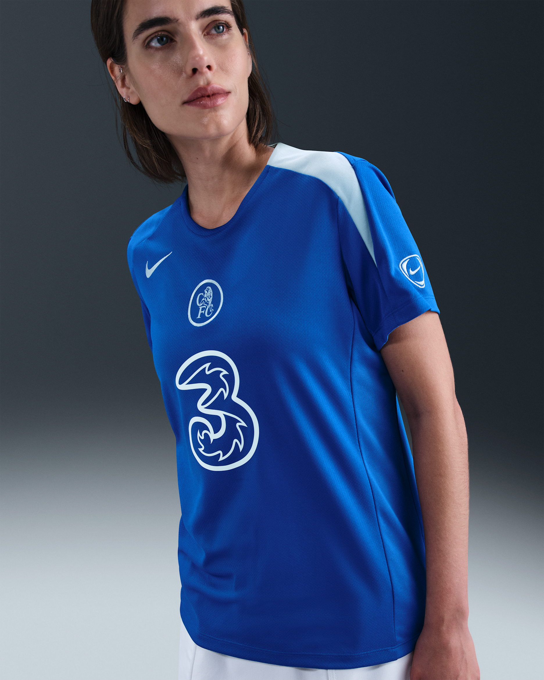 Chelsea FC Strike (tredjedrakt) Nike Dri-FIT Total 90 strikket fotballoverdel til dame - Game Royal/Game Royal/Field Silver/Field Silver