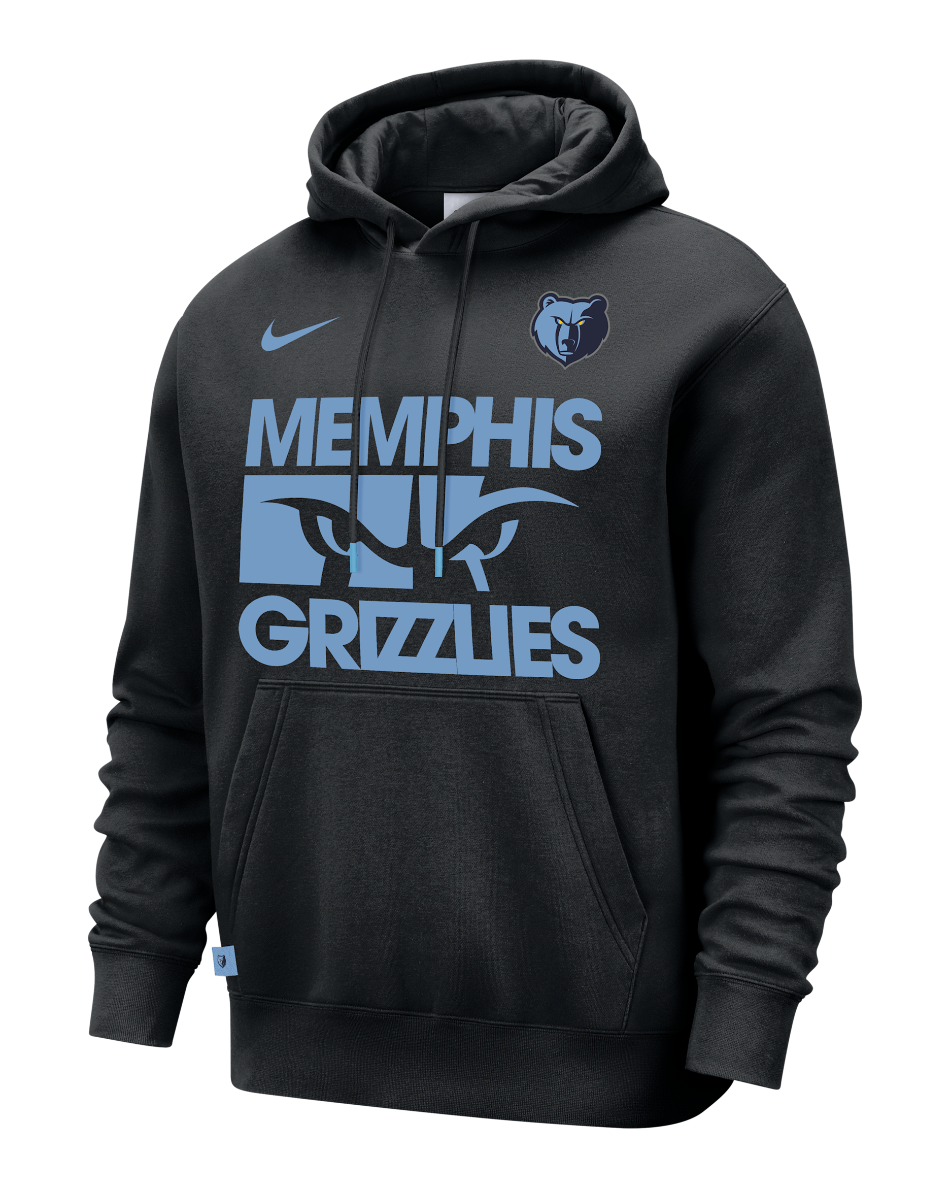 Sudadera con gorro sin cierre Nike de la NBA para hombre Memphis Grizzlies Club Courtside - Negro/Azul claro