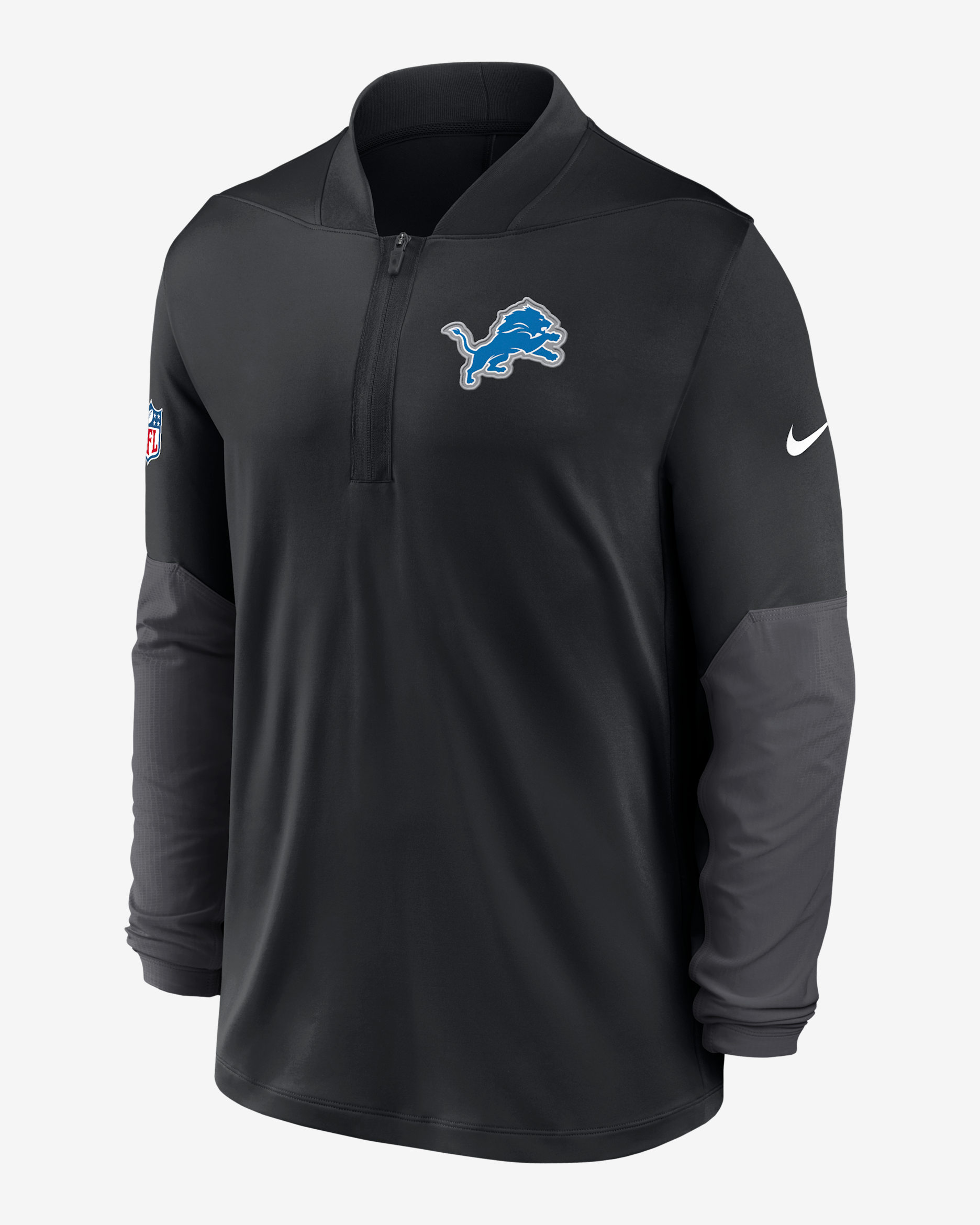 Detroit Lions Feel The Pressure Men's Nike Dri-FIT NFL 1/2-Zip Top - Black