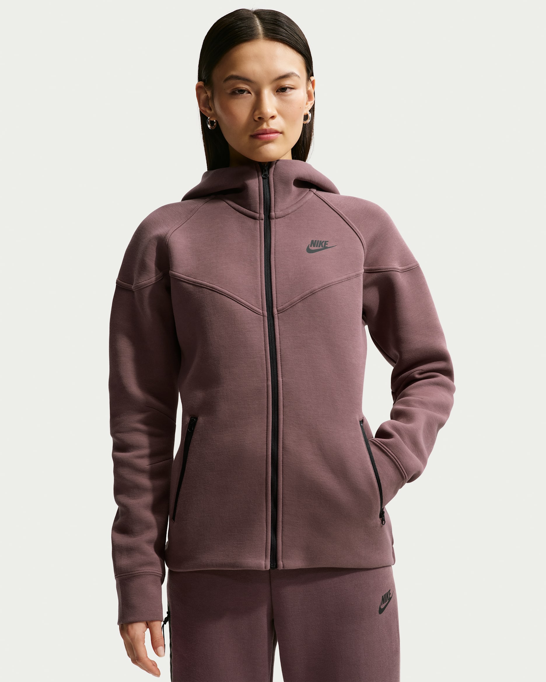 Sudadera con gorro de cierre completo para mujer Nike Sportswear Tech Fleece Windrunner - Tatuaje/Negro
