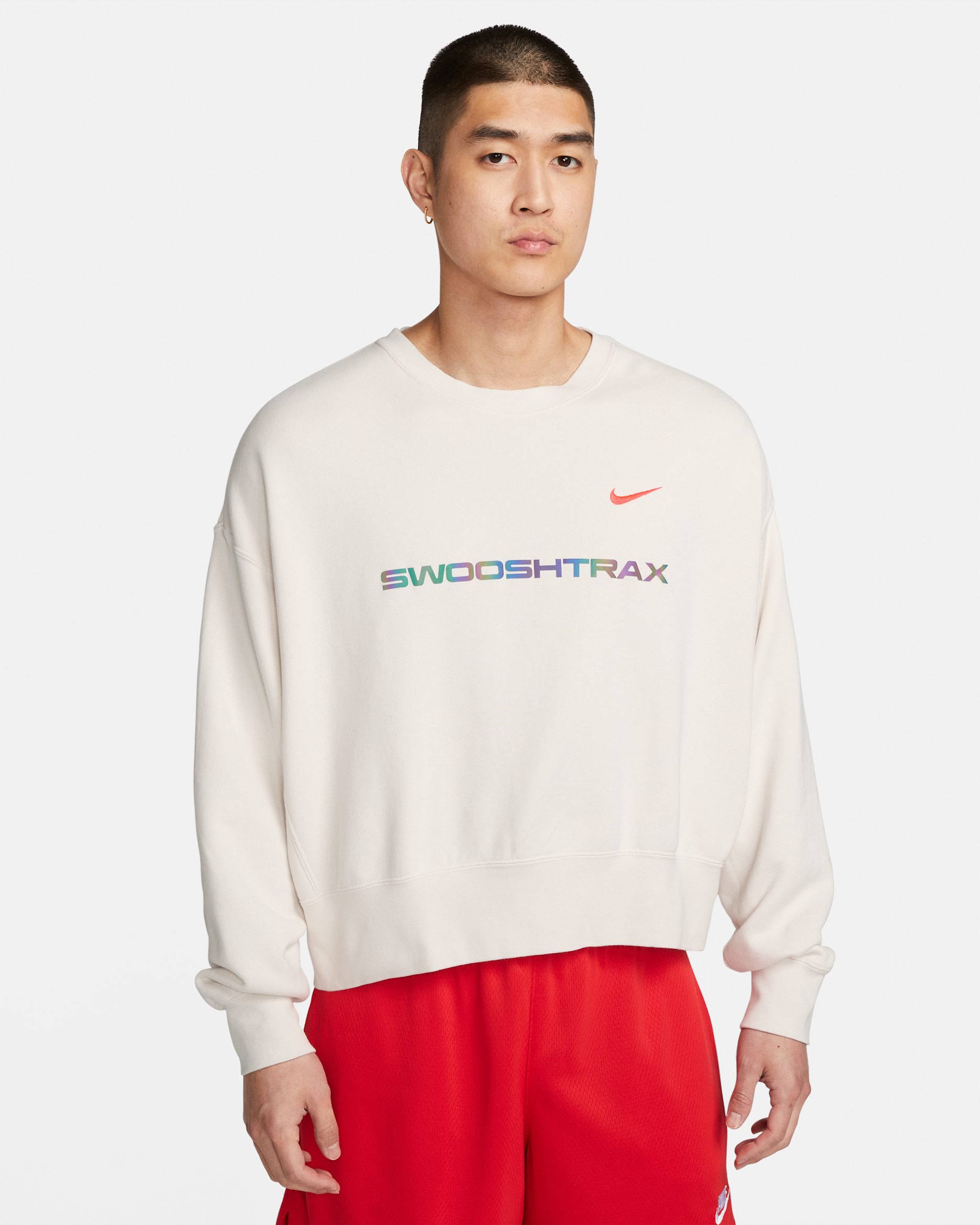 Nike Sportswear Trend Men's Fleece Crew - Phantom/Black/Bright Crimson