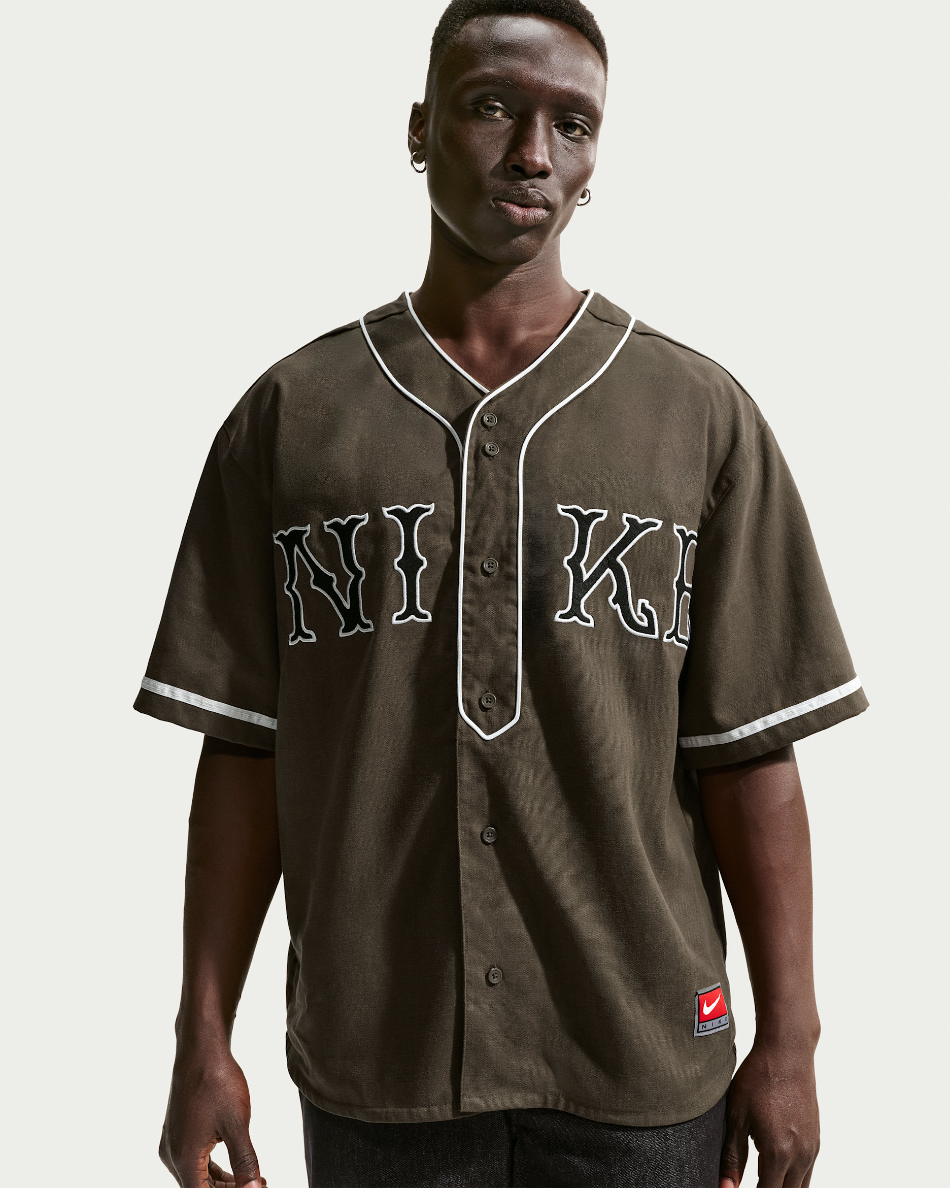 Nike Life Men's Short-Sleeve Vintage Sport Top - Dark Hazel/White/White