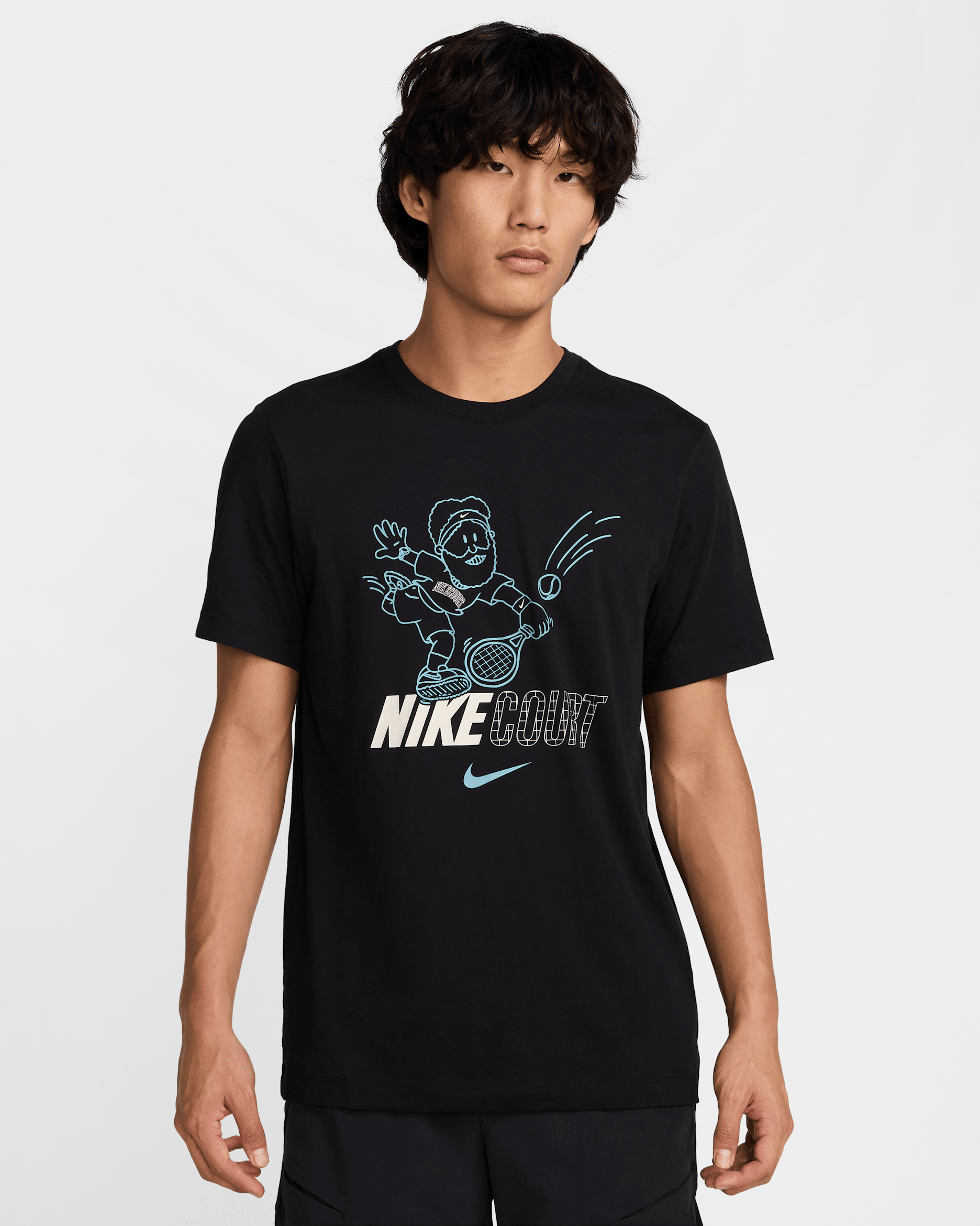 나이키코트 남성 드라이 핏 테니스 티셔츠 - 블랙