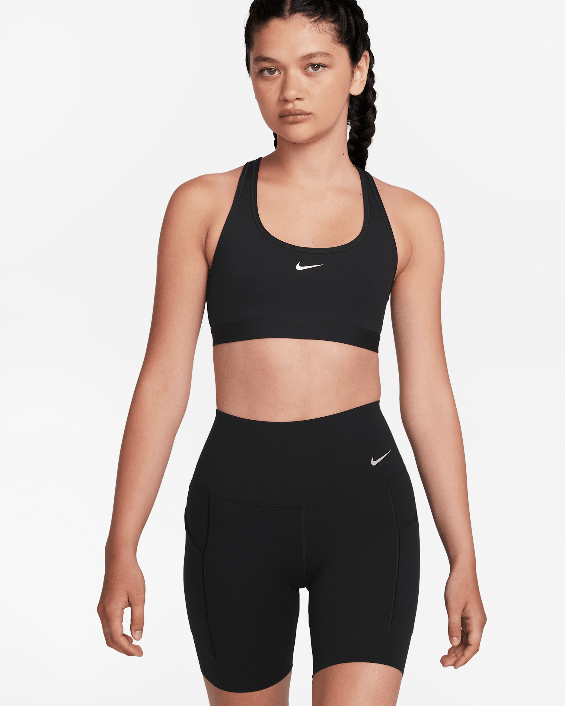 Nike Universa Women's High-Waisted 20.5cm (approx.) Biker Shorts with No Front Seam - Black/Black