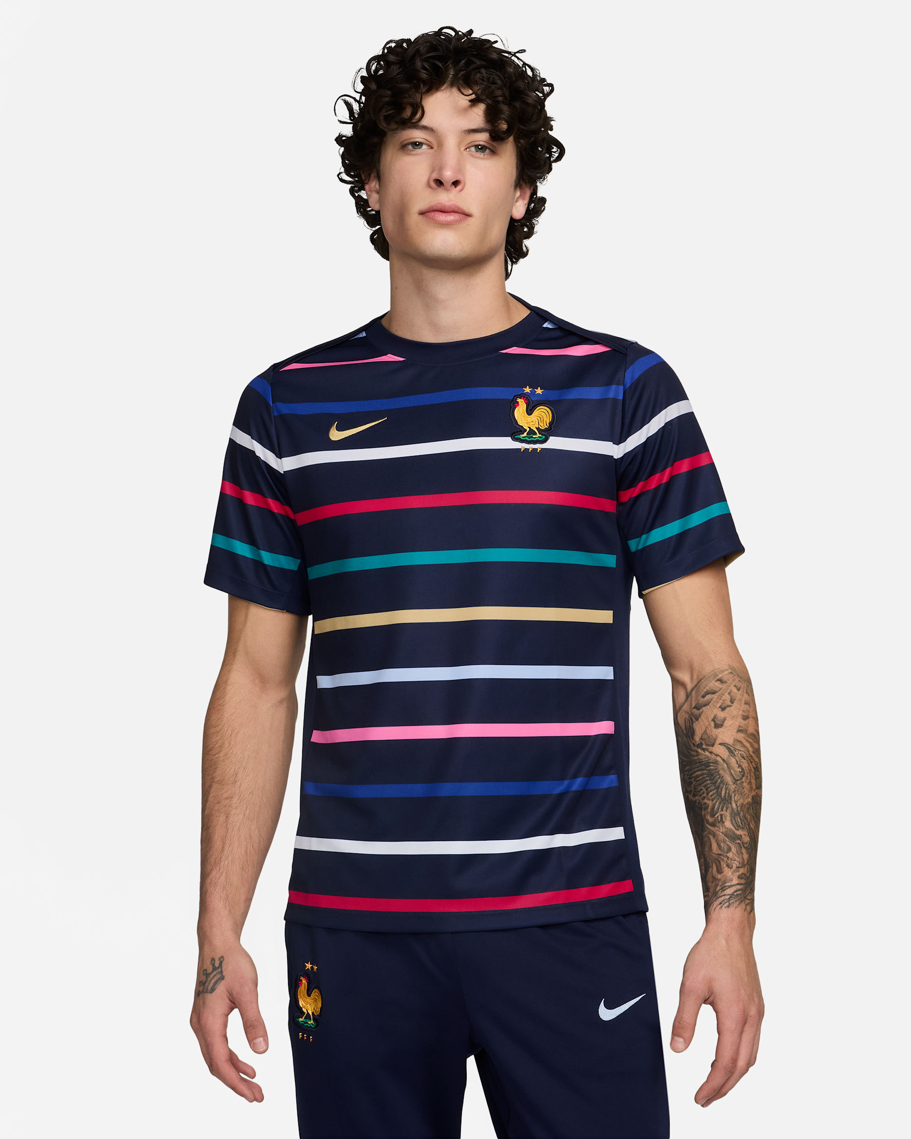 FFF Academy Pro Home Men's Nike Dri-FIT Football Pre-Match Top - Blackened Blue/Club Gold