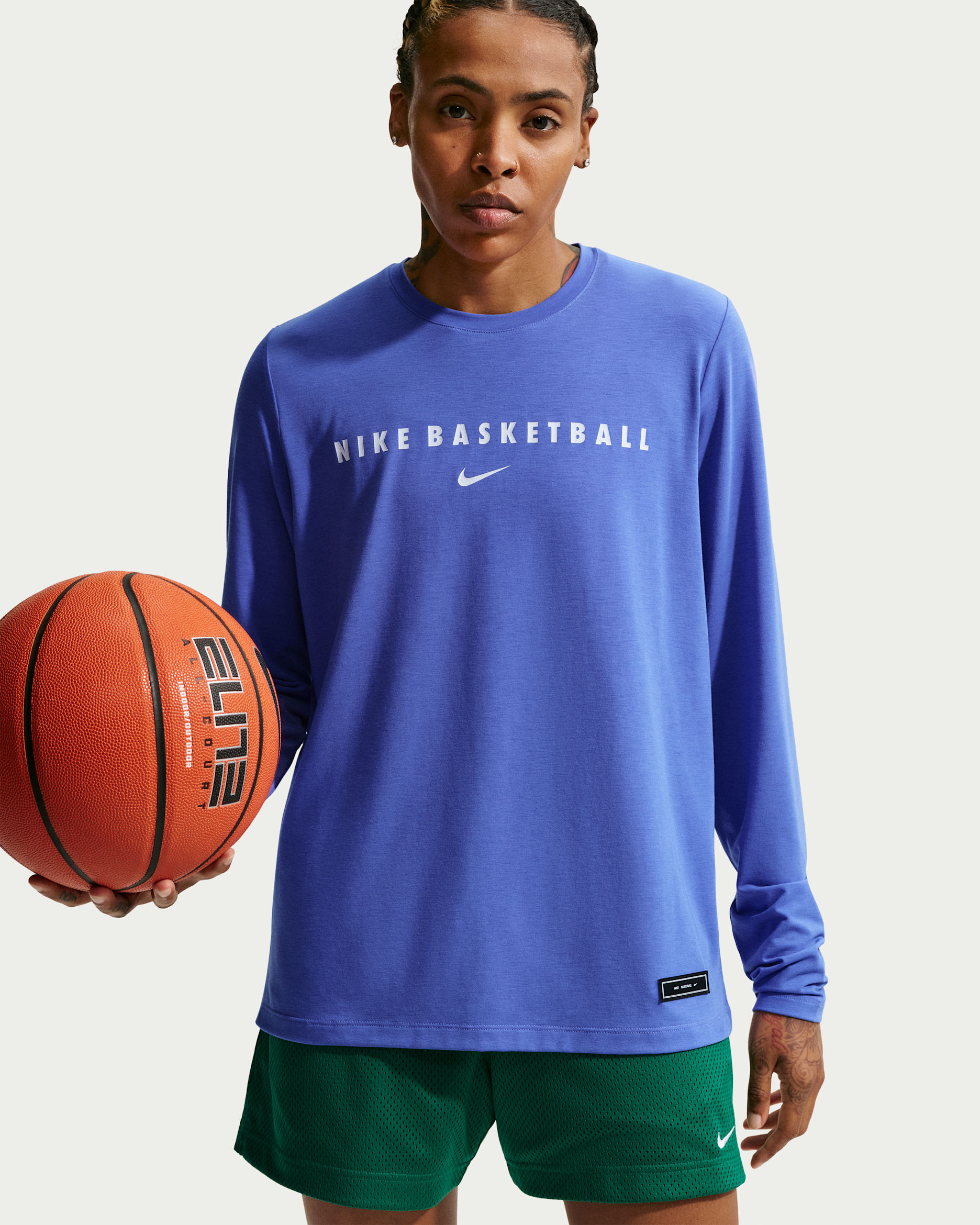 Nike Women's Dri-FIT Long-Sleeve Warm-Up Basketball Top - Sapphire/White