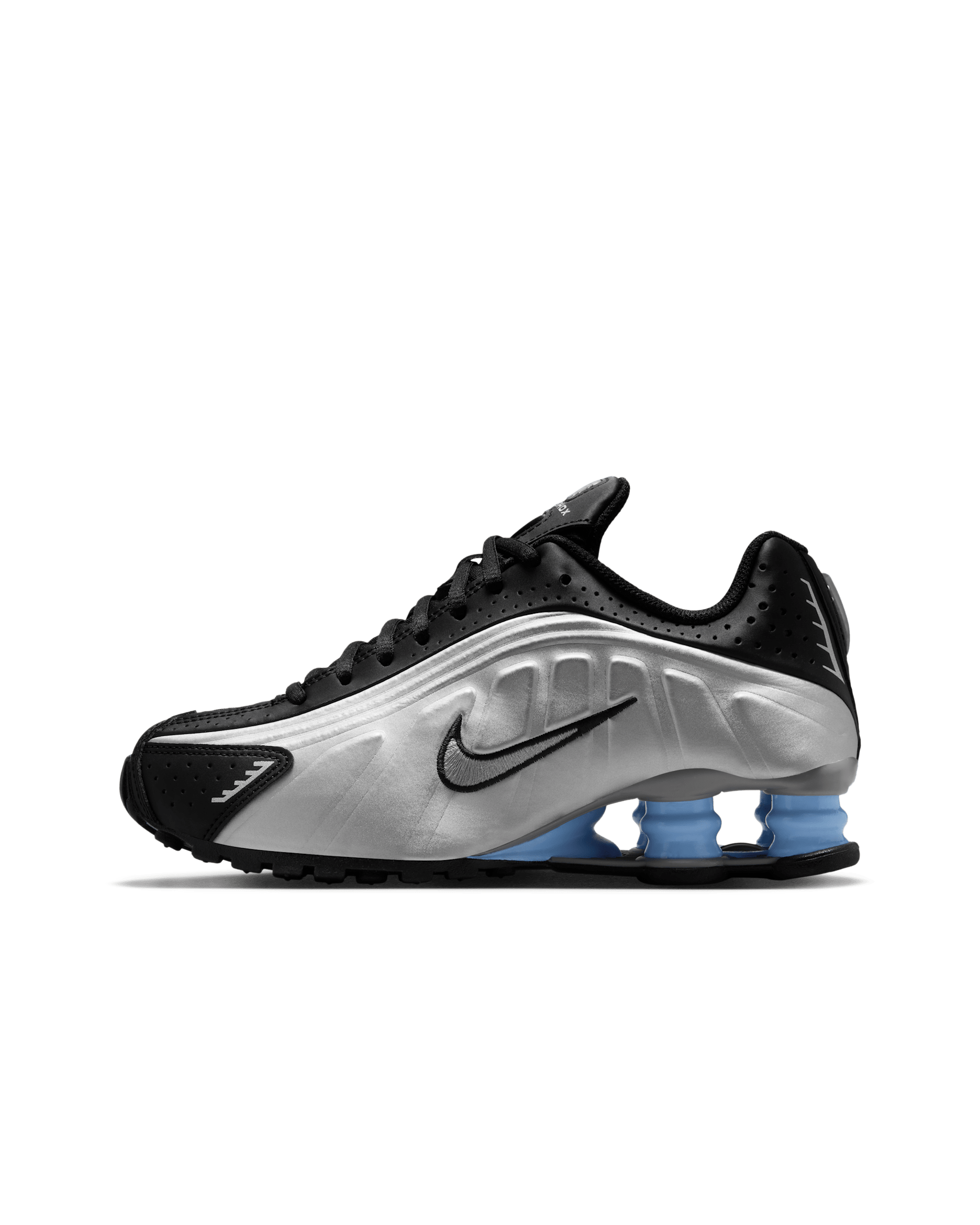Nike Shox R4 大童鞋款 - Metallic Silver/黑色/Psychic Blue/Metallic Silver