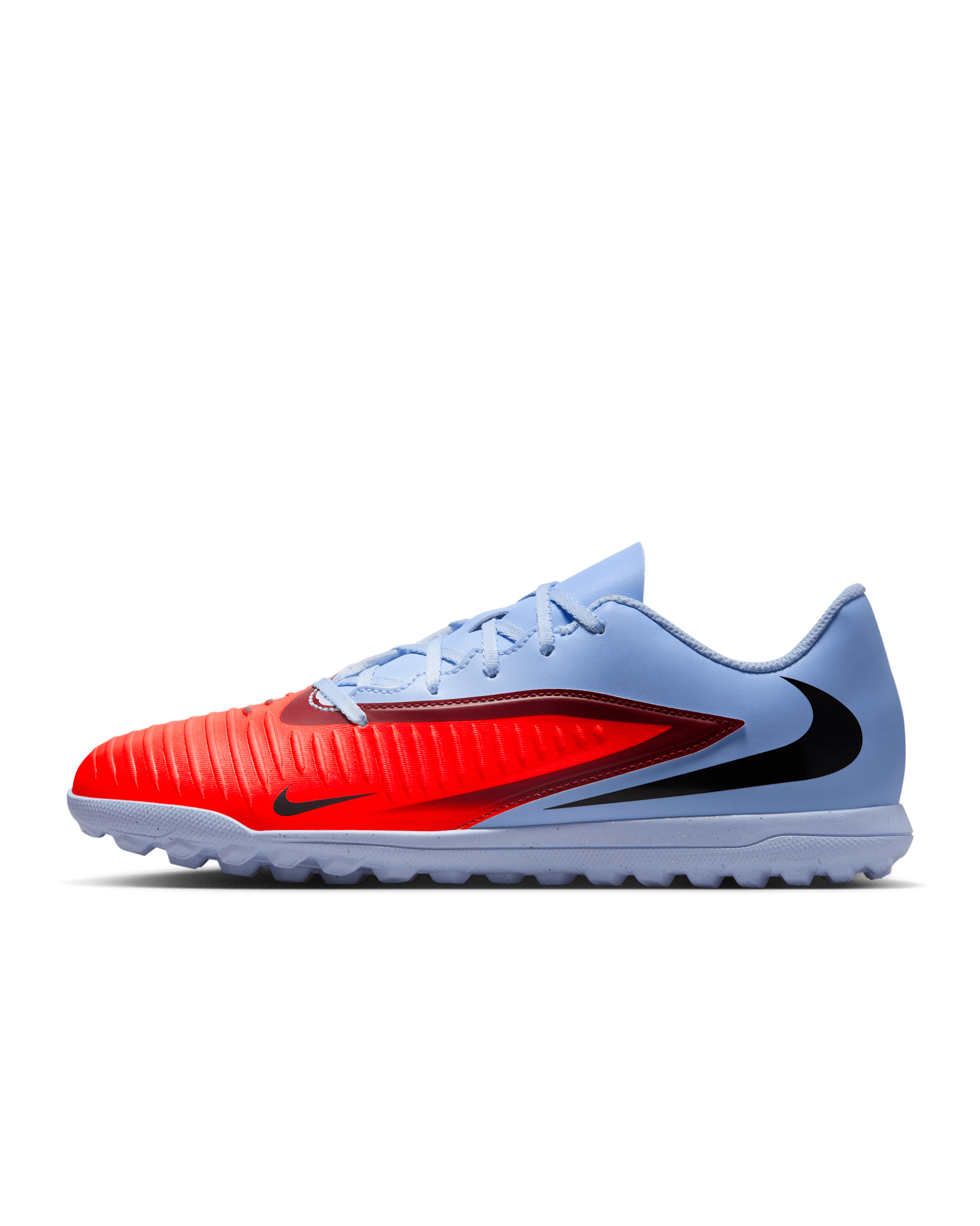 Nike Phantom 6 Low Club Fußballschuh für Turf - Royal Tint/Schwarz/Bright Crimson
