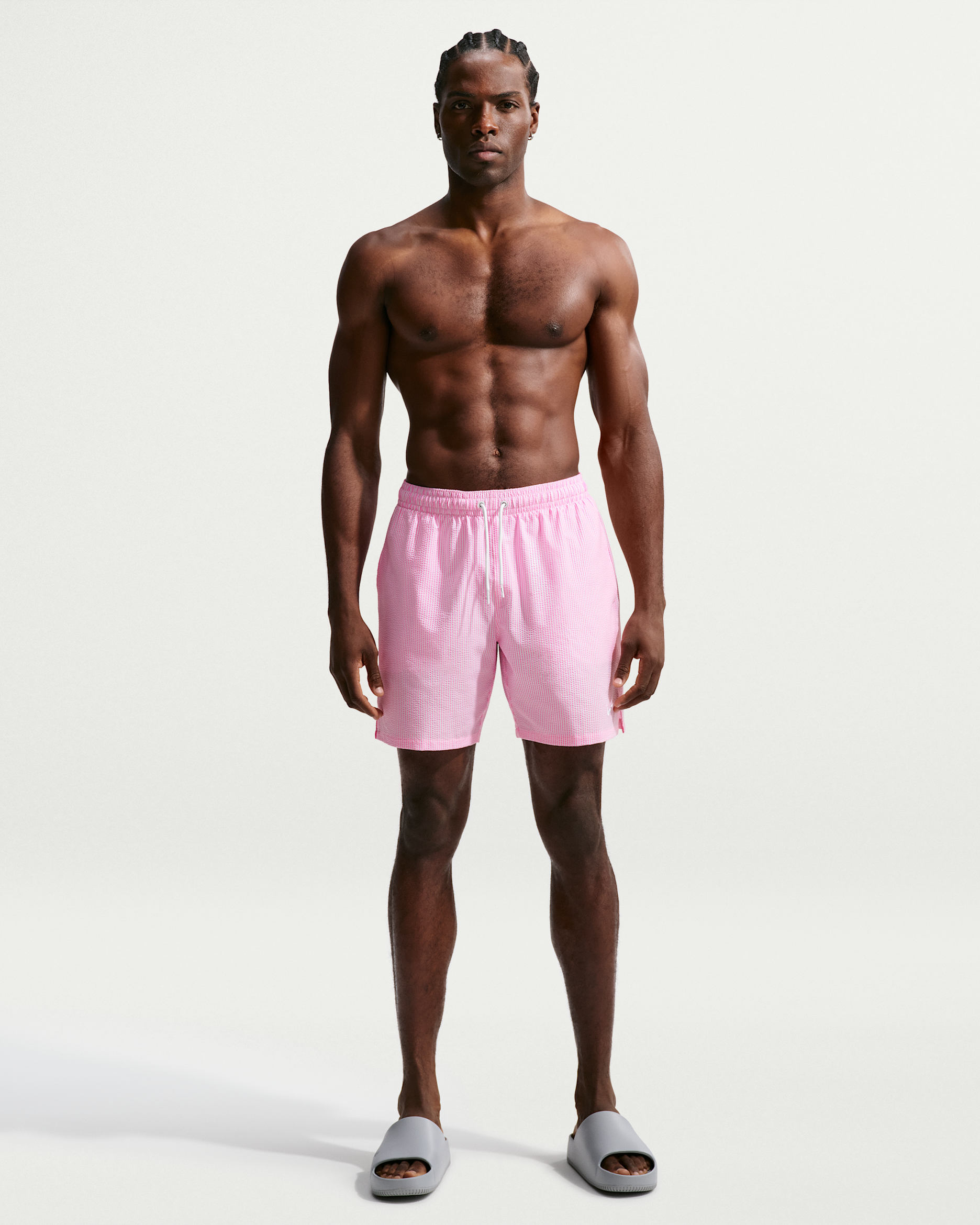 Shorts de playa o alberca de 18 cm totalmente forrados para hombre Nike Swim Voyage PRM - Rosa resplandor/Blanco/Blanco/Blanco