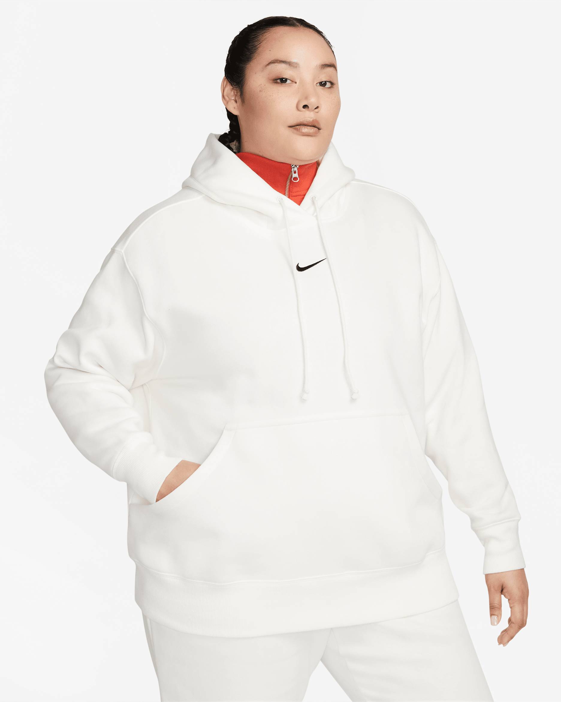 Nike Sportswear Phoenix Fleece Oversize-Hoodie für Damen (große Größe) - Sail/Schwarz