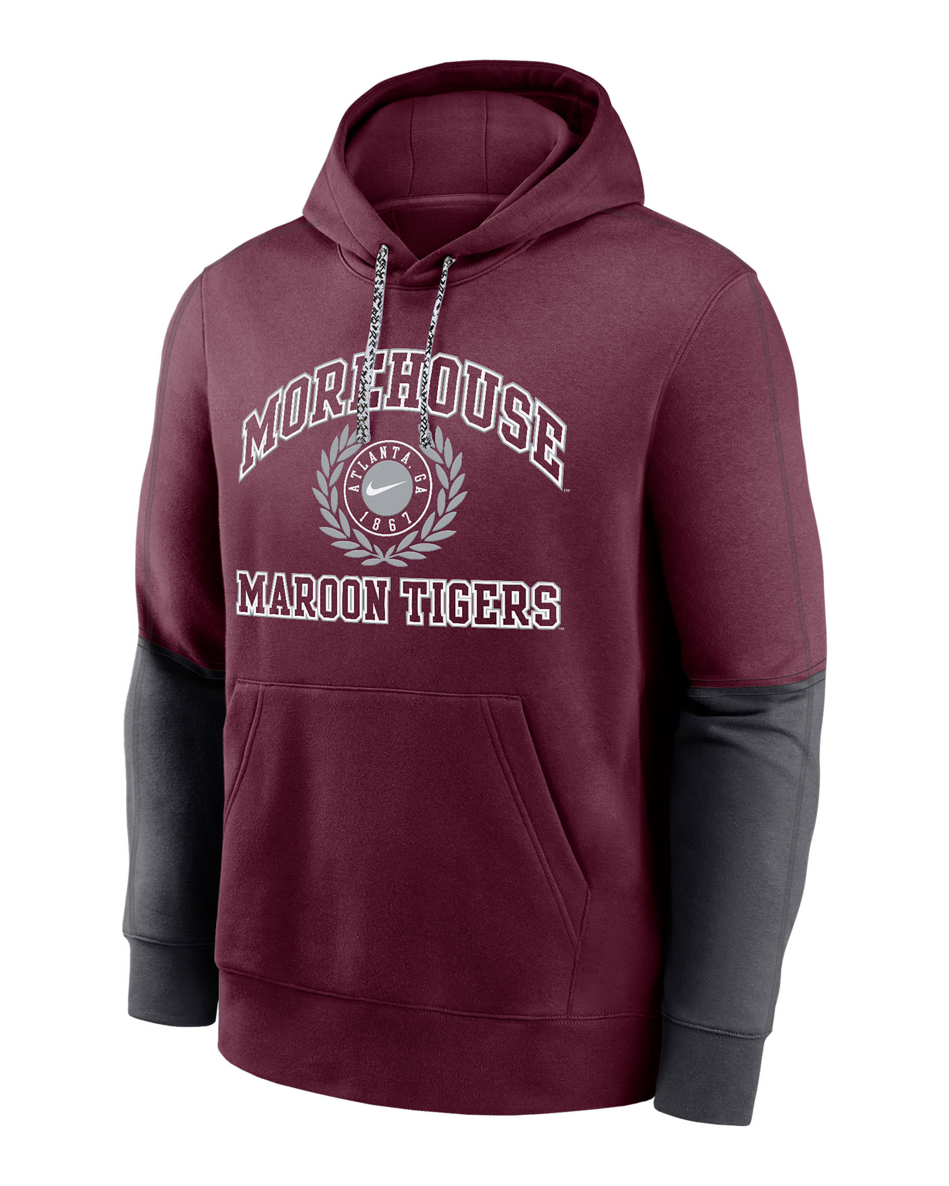 Morehouse Club Team Issue Men's Nike College Pullover Hoodie - Deep Maroon