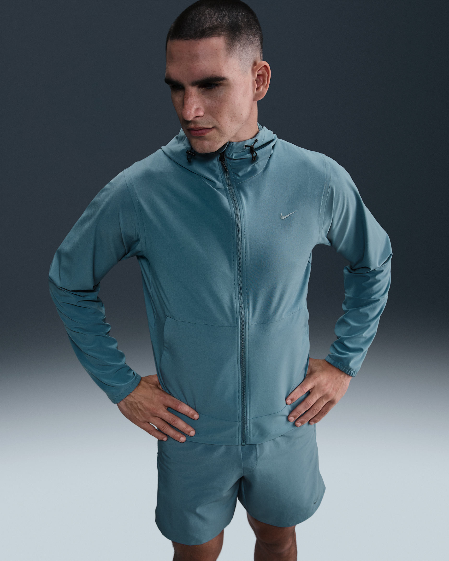 Nike Unlimited Men's Repel Hooded Versatile Jacket - Smoky Blue/Black/Smoky Blue