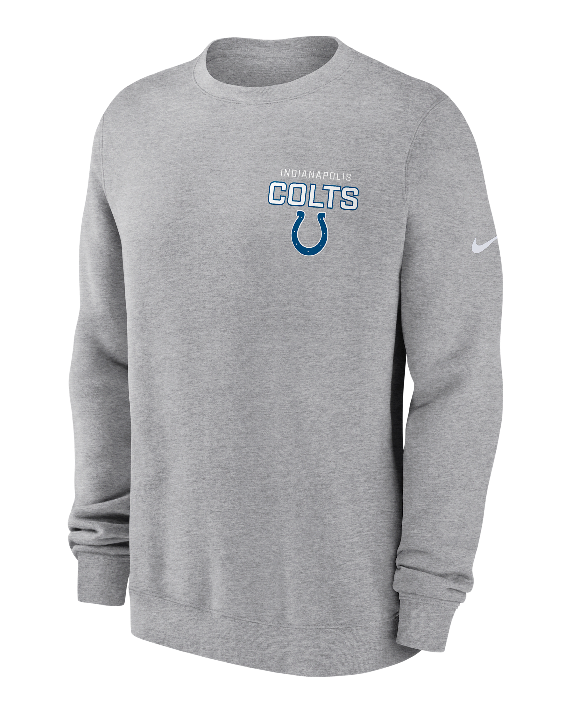 Indianapolis Colts Draw Block Club Men's Nike NFL Pullover Crew - Grey Heather