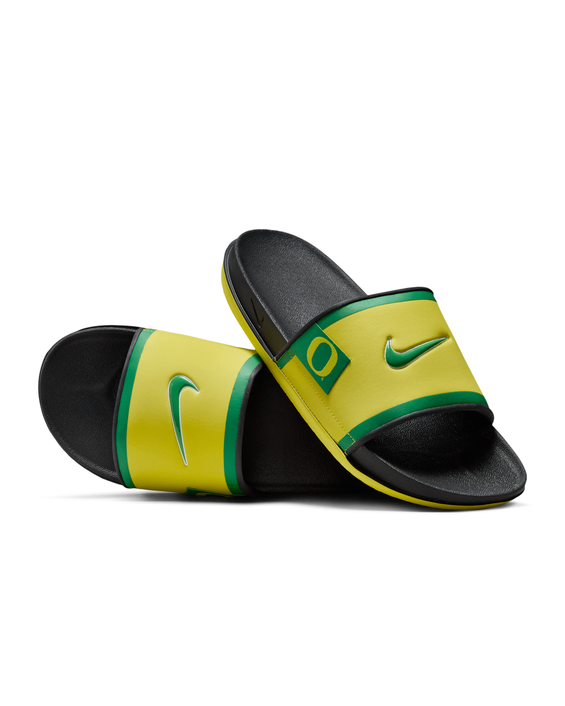 Nike College Offcourt (Oregon) Slides - Yellow Strike/Dark Smoke Grey/Apple Green
