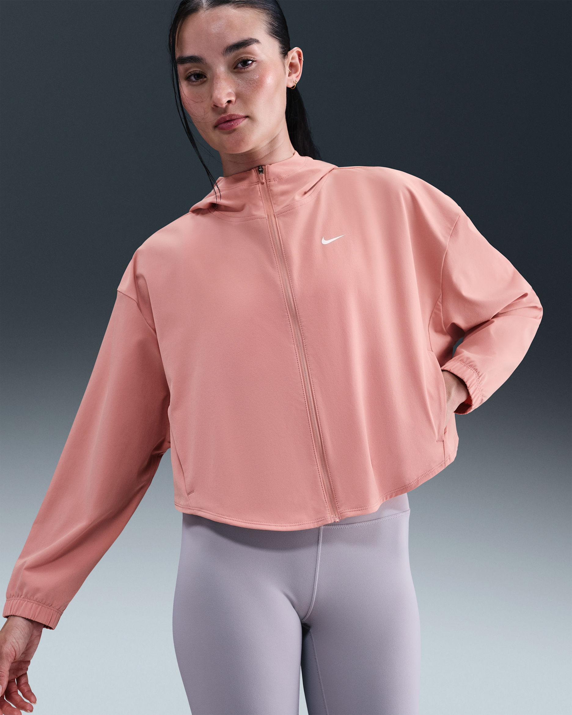 Nike One Women's Repel Oversized Hooded Woven Jacket - Rust Pink/White