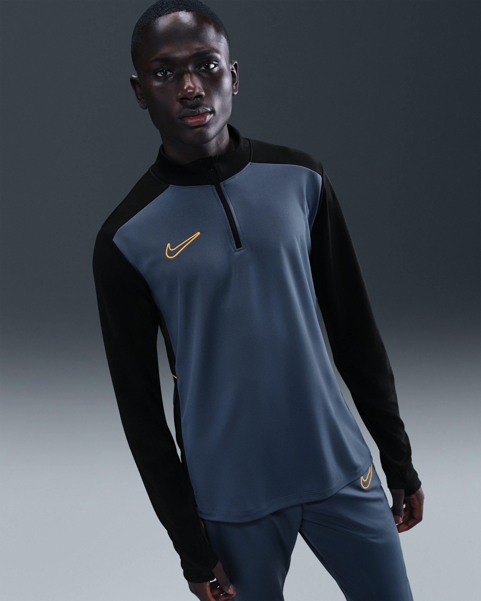 Nike Academy Men's Dri-FIT Football Drill Top - Diffused Blue/Black/University Gold