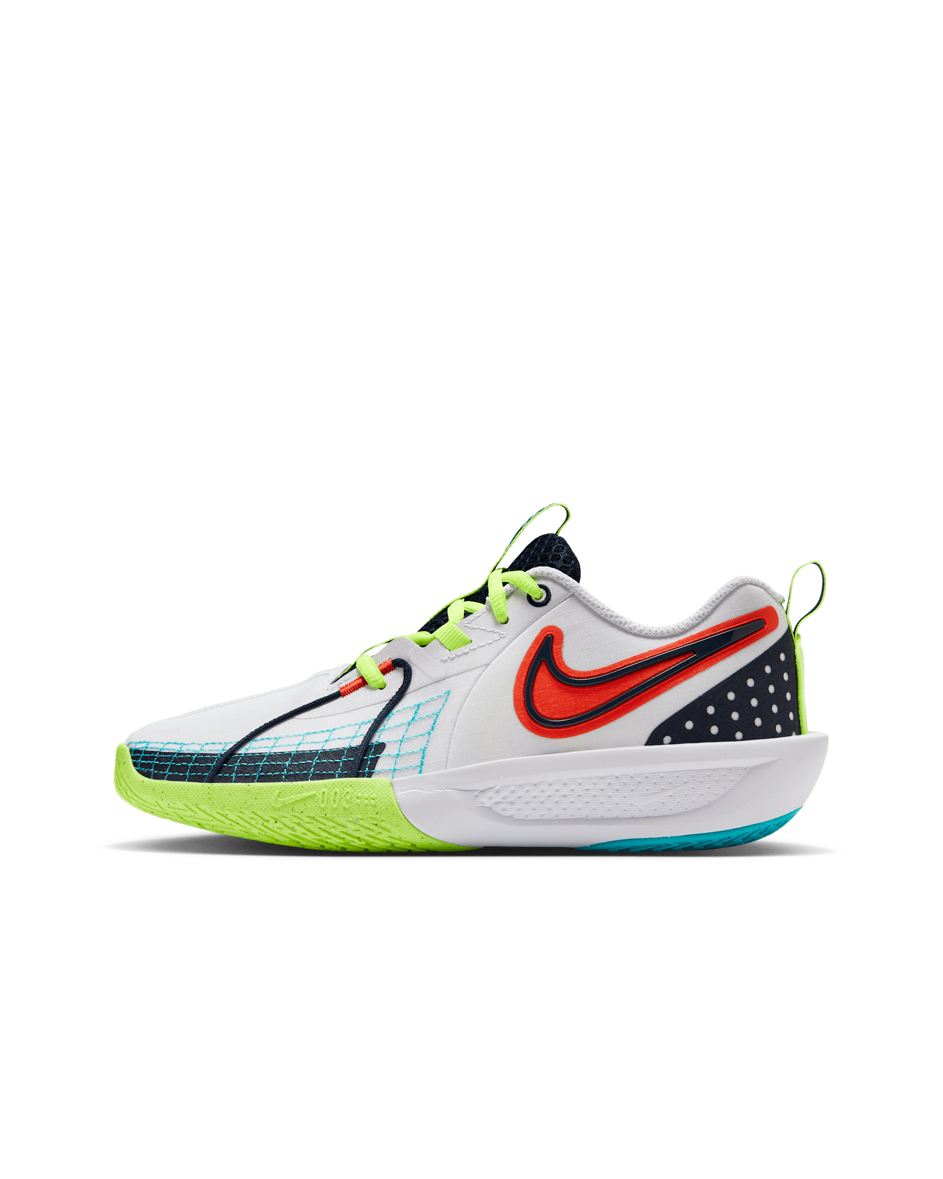 Tenis de básquetbol para niños grandes Nike G.T. Cut 3 SE - Blanco/Rojo picante/Volt/Obsidiana