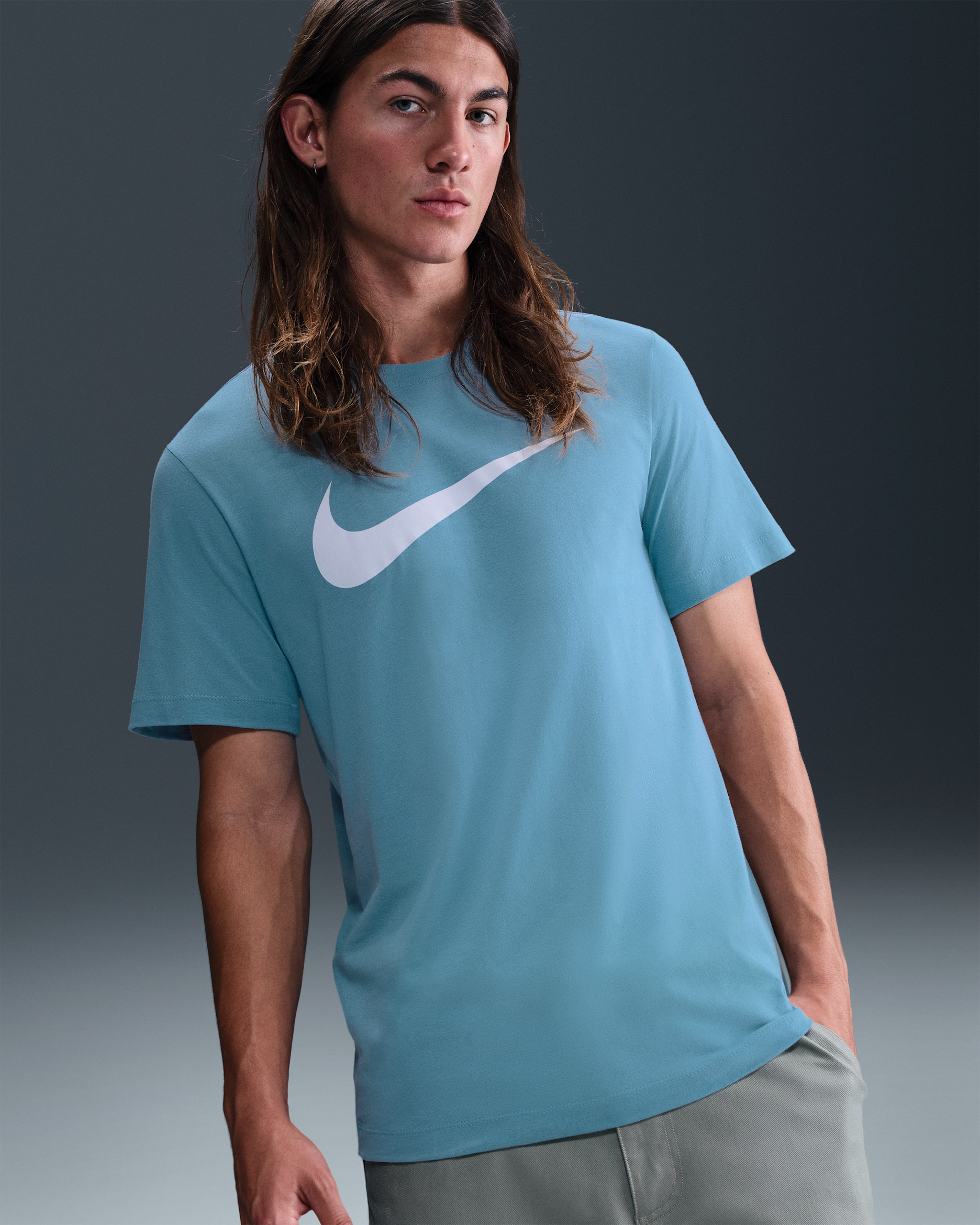Nike Sportswear Swoosh Men's T-Shirt - Denim Turquoise