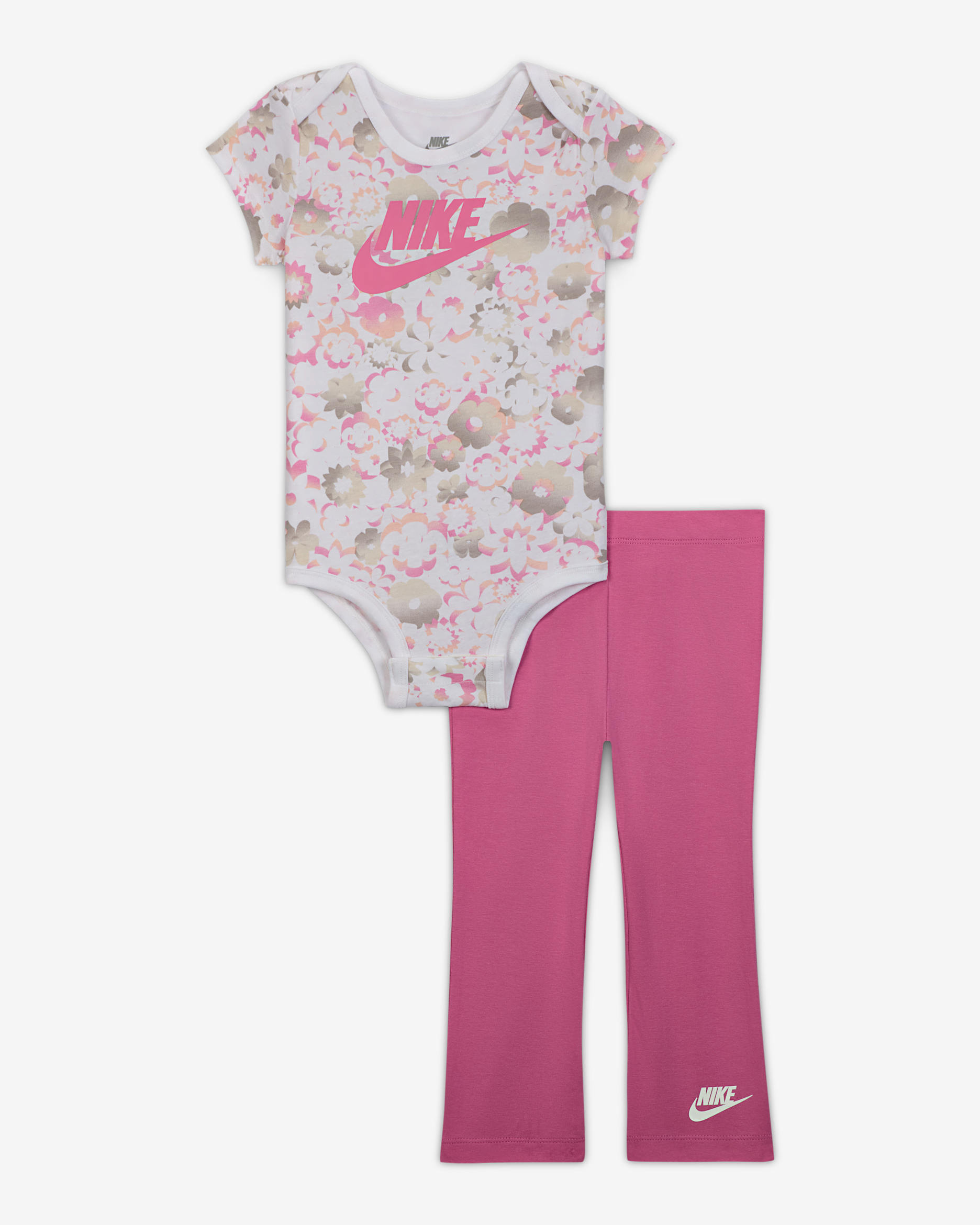 Conjunto de dos piezas de body y leggings para bebé Nike Flow-Ral - Flamenco mágico