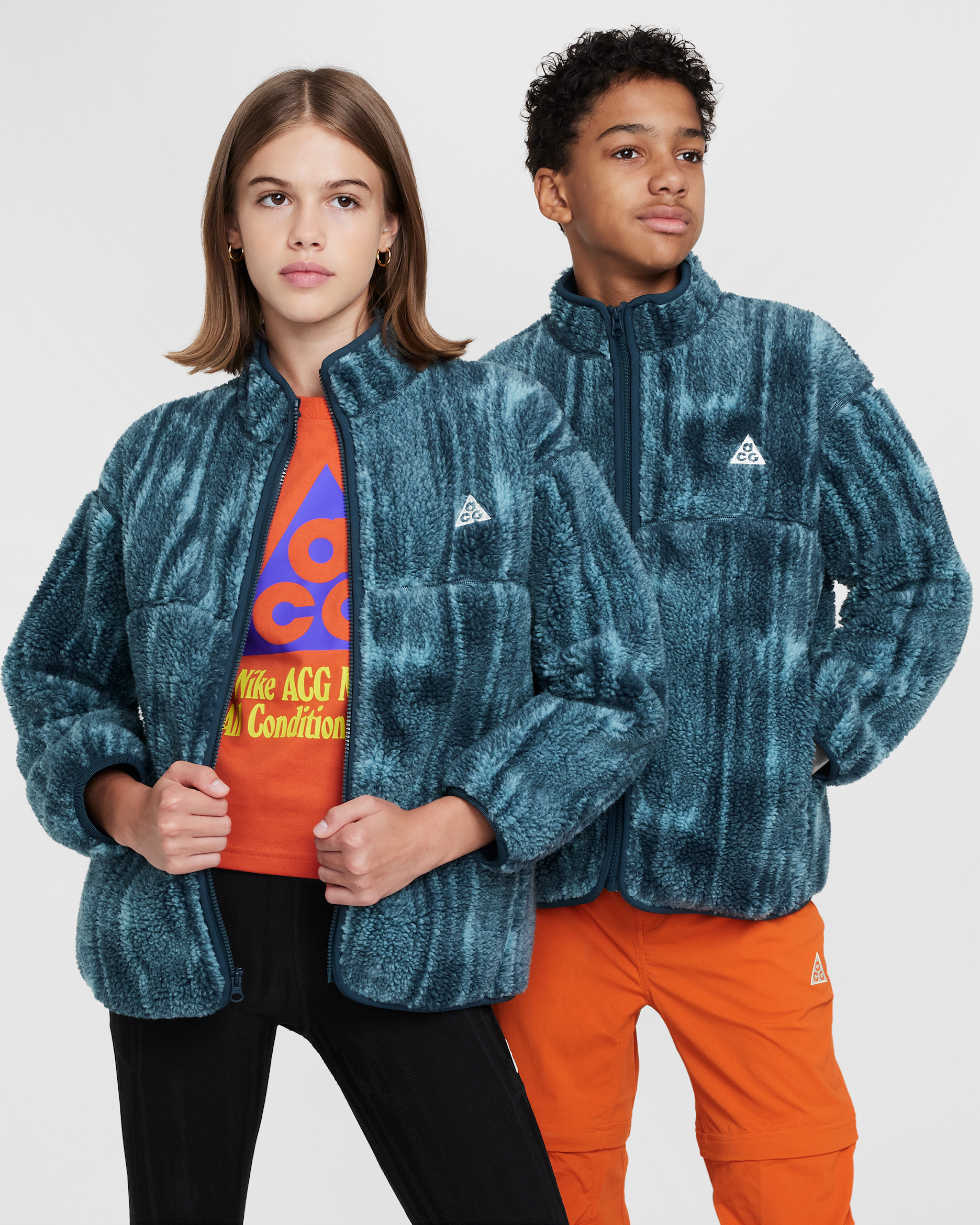 Nike ACG "Canwell Glacier" Big Kids' Therma-FIT ADV Jacket - Denim Turquoise/Armory Navy/Summit White