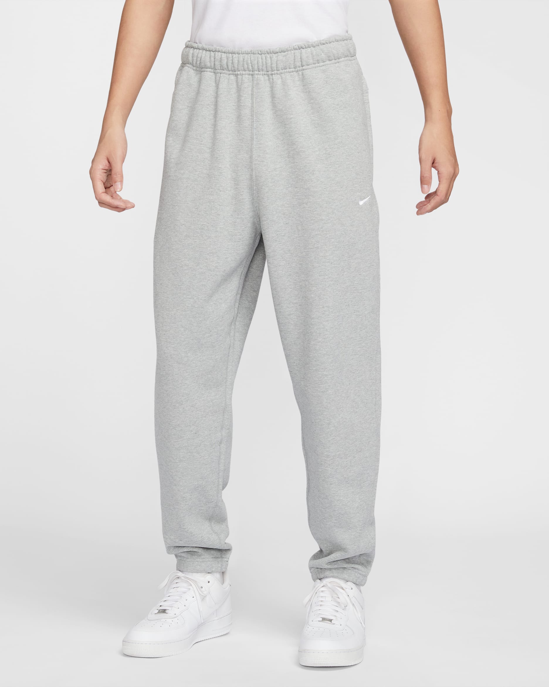 Nike Solo Swoosh Men's French Terry Pants - Dark Grey Heather/White