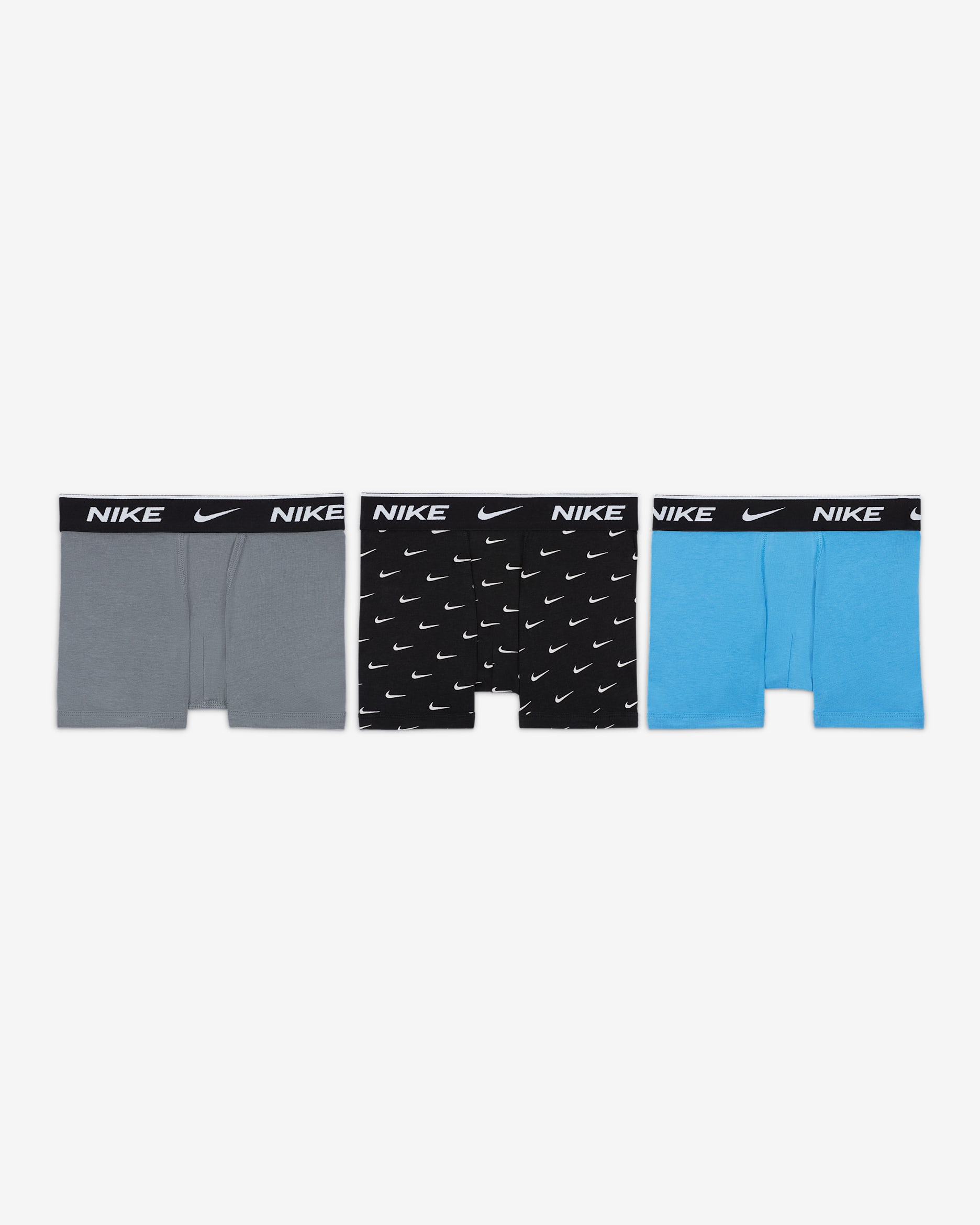 Boxerkalsonger Nike Everyday i bomull med tryck för ungdom (3-pack) - Svart/Vit