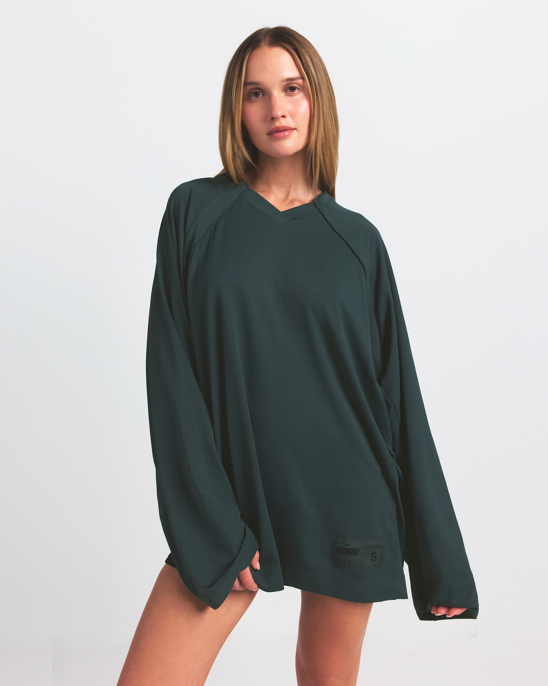 NikeSKIMS Airy Women's Oversized V-Neck Long-Sleeve Top - NSKM DARK TEAL/NSKM DARK TEAL