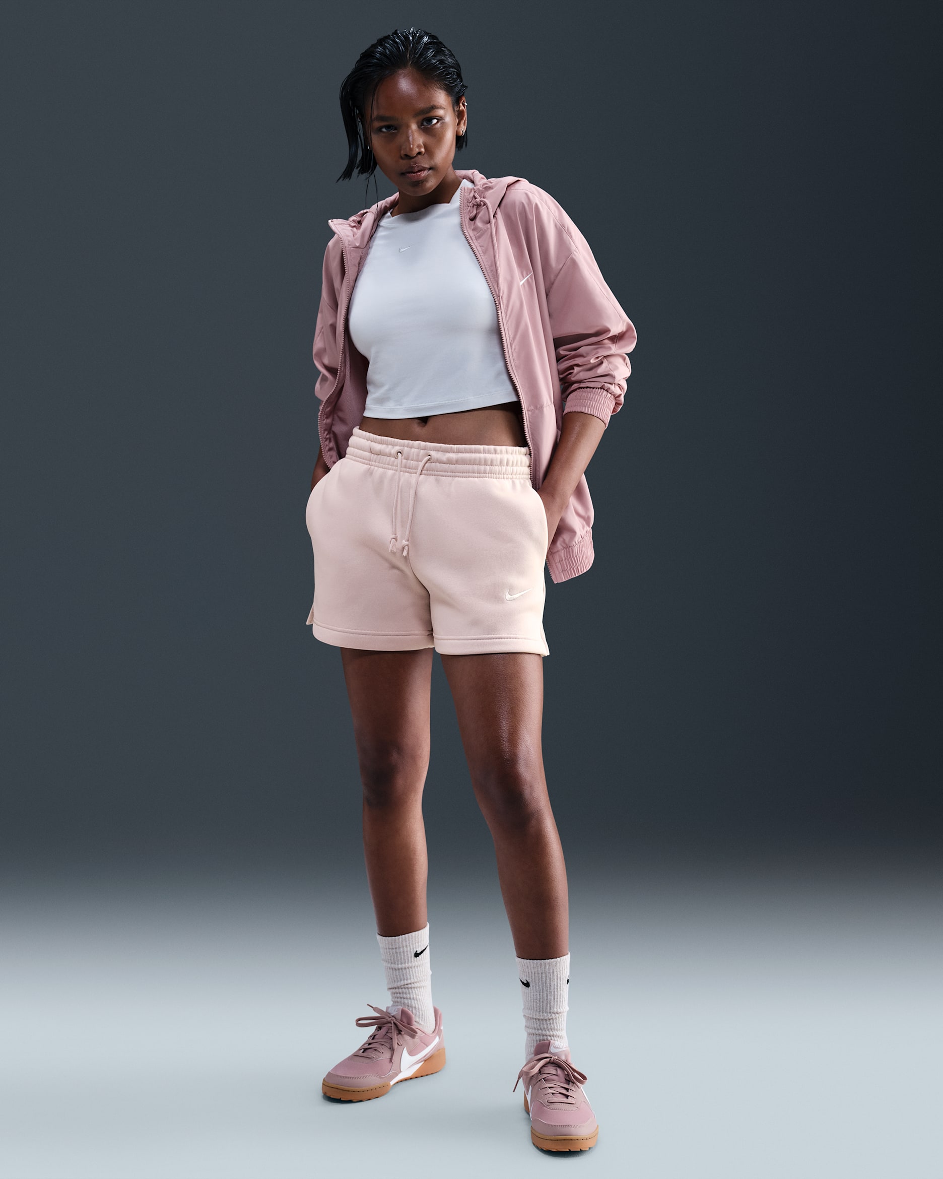 Nike Sportswear Phoenix Fleece Women's Mid-Rise 10cm (approx.) Shorts - Silt Red/Sail