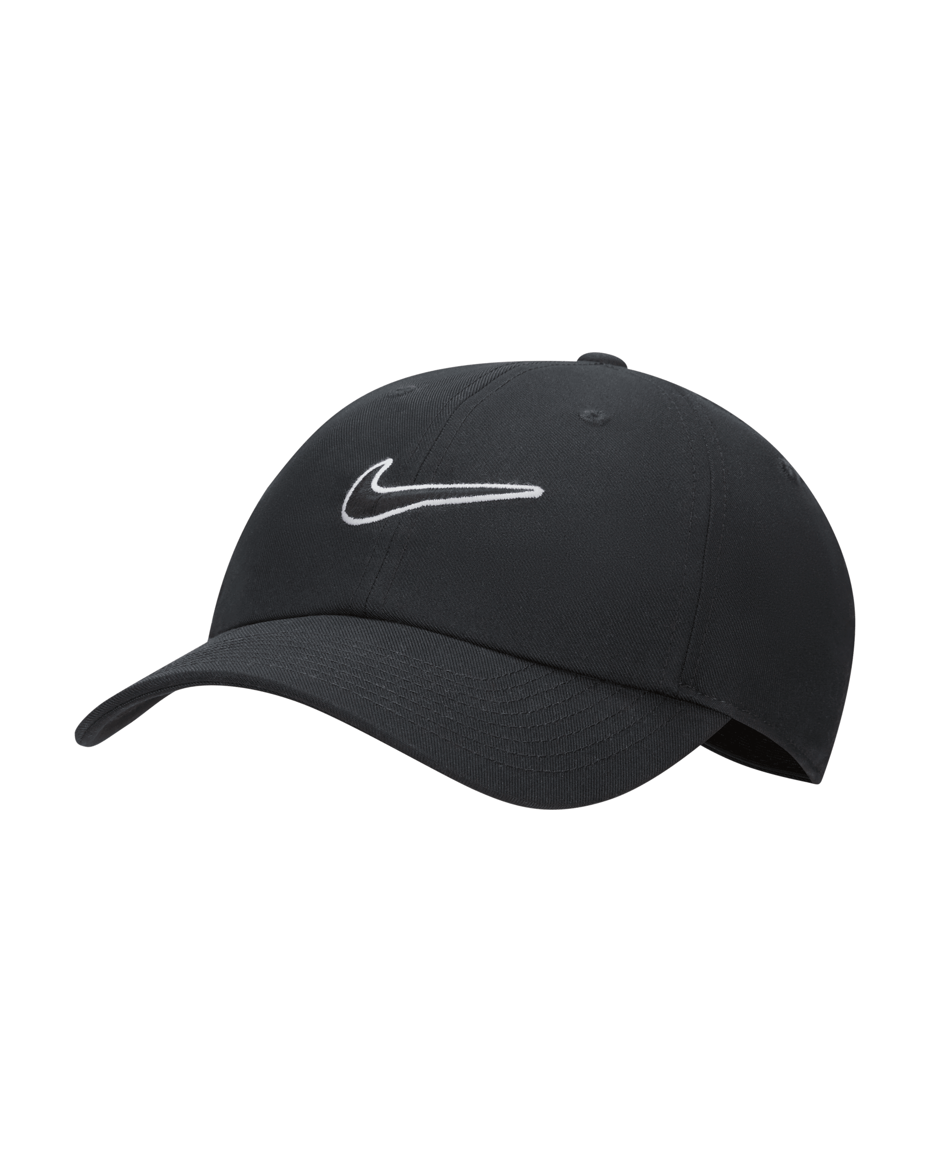 หมวกแก๊ป Swoosh ไร้โครง Nike Club - ดำ/ดำ