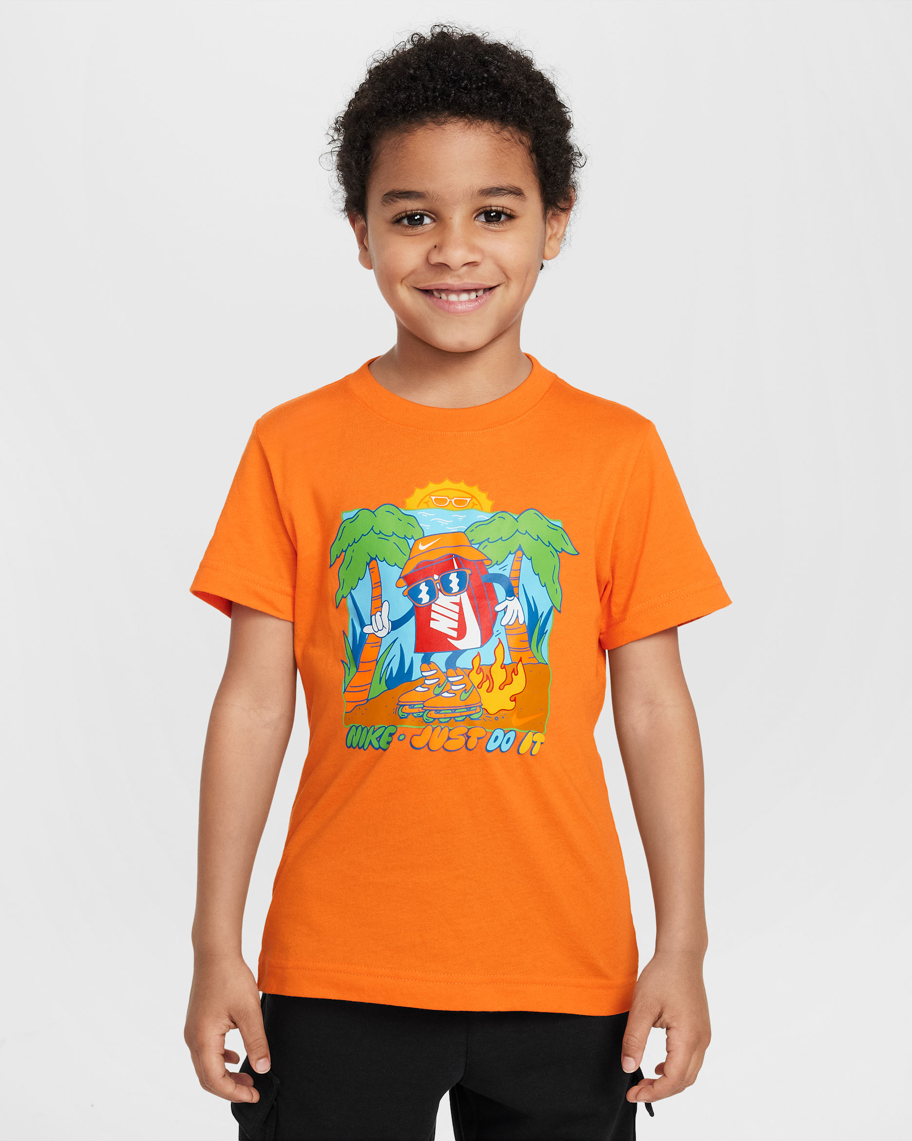 Playera cuadrada Palm Tree para niños talla pequeña Nike - Naranja seguridad