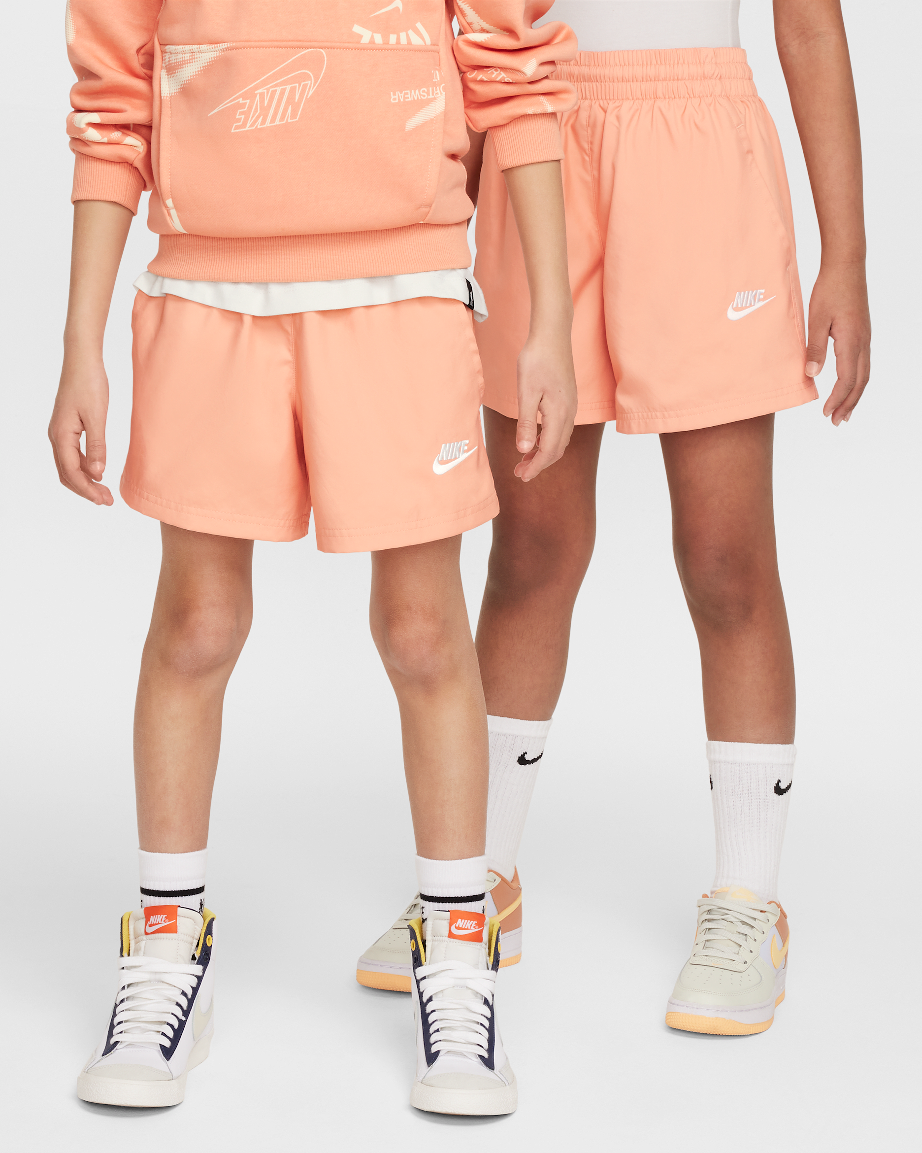 Nike Sportswear Club Big Kids' 4.5" Woven Shorts - Apricot Agate/White