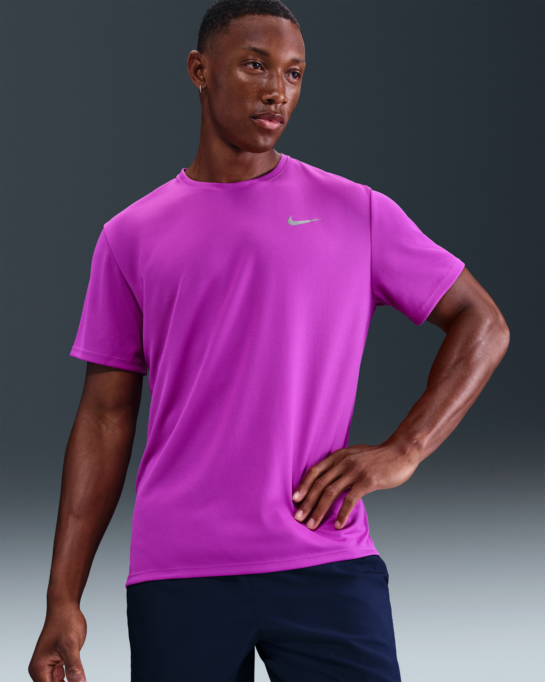 Nike Miler Men's Dri-FIT UV Short-Sleeve Running Top - Vivid Purple