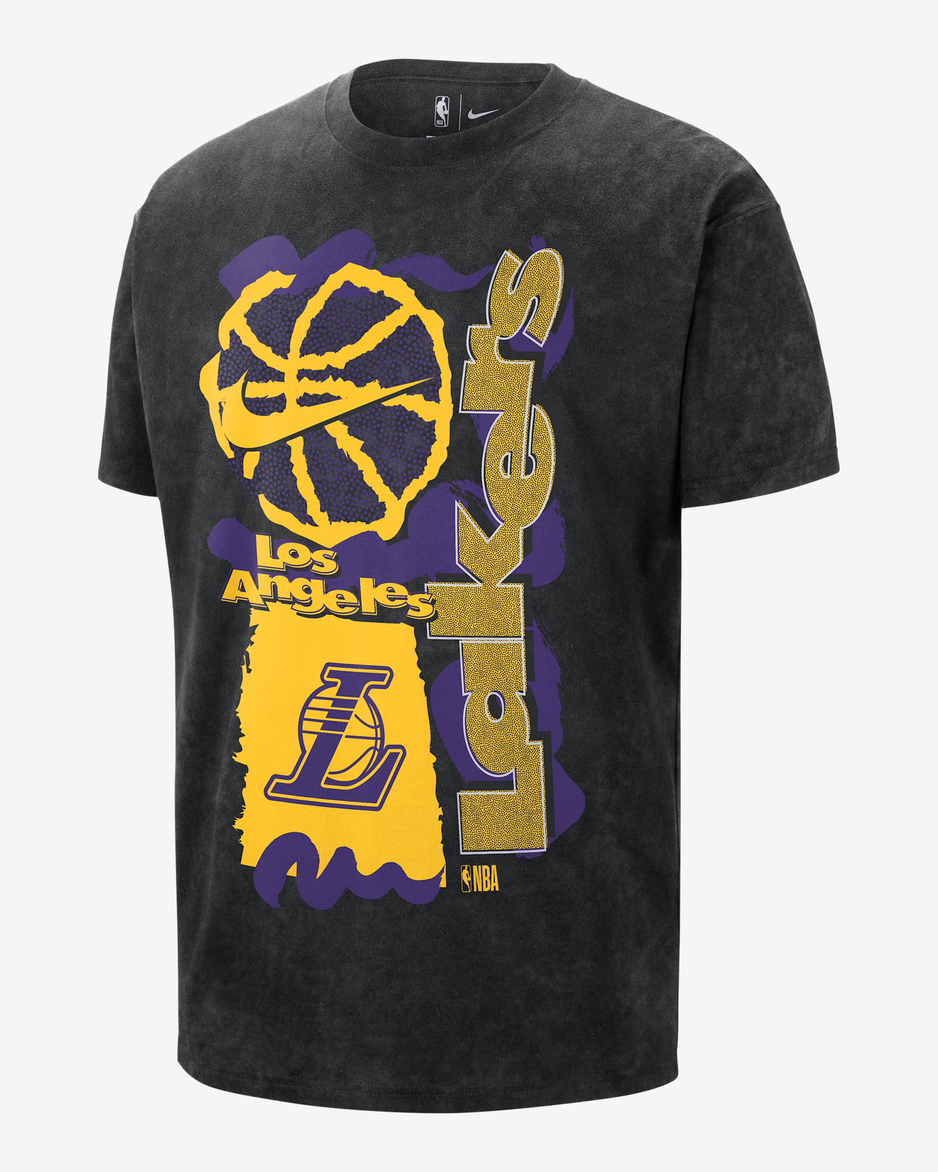 Los Angeles Lakers Courtside Men's Nike NBA Max90 T-Shirt - Black/Black