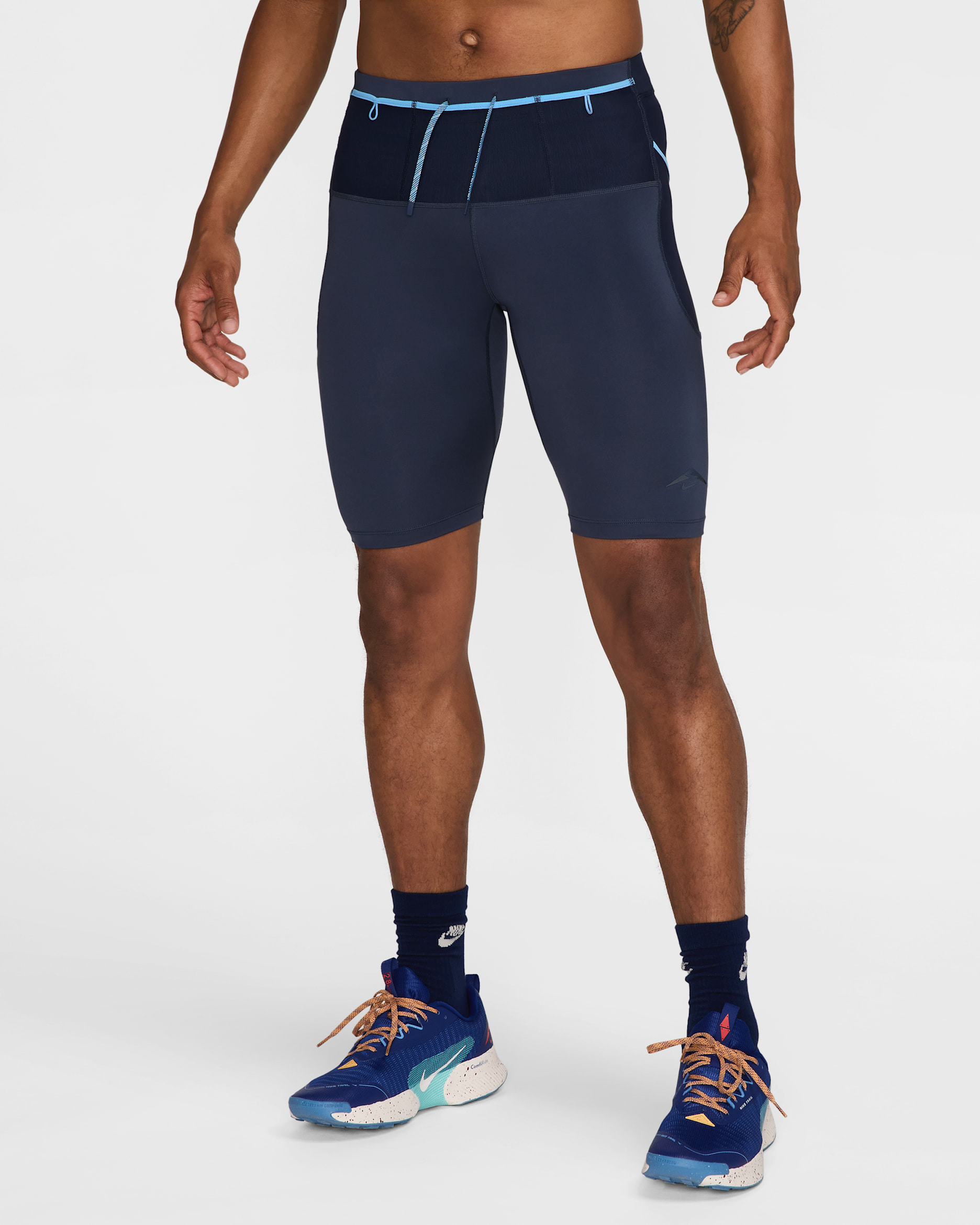 Nike Lava Loops Men's Dri-FIT ADV 1/2-Length Running Tights - Thunder Blue/Obsidian/University Blue/Black