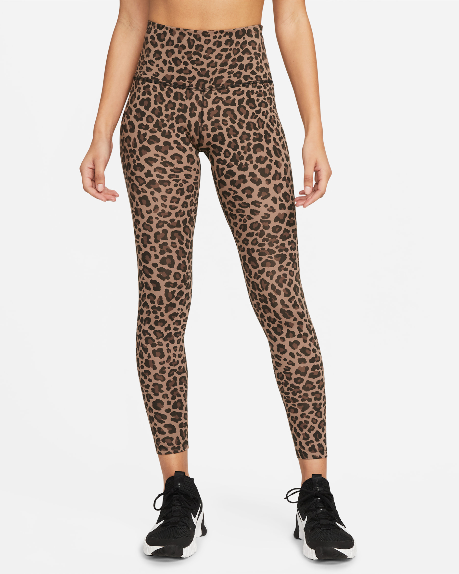 Nike One 女款高腰印花內搭褲 - Archaeo Brown/白色