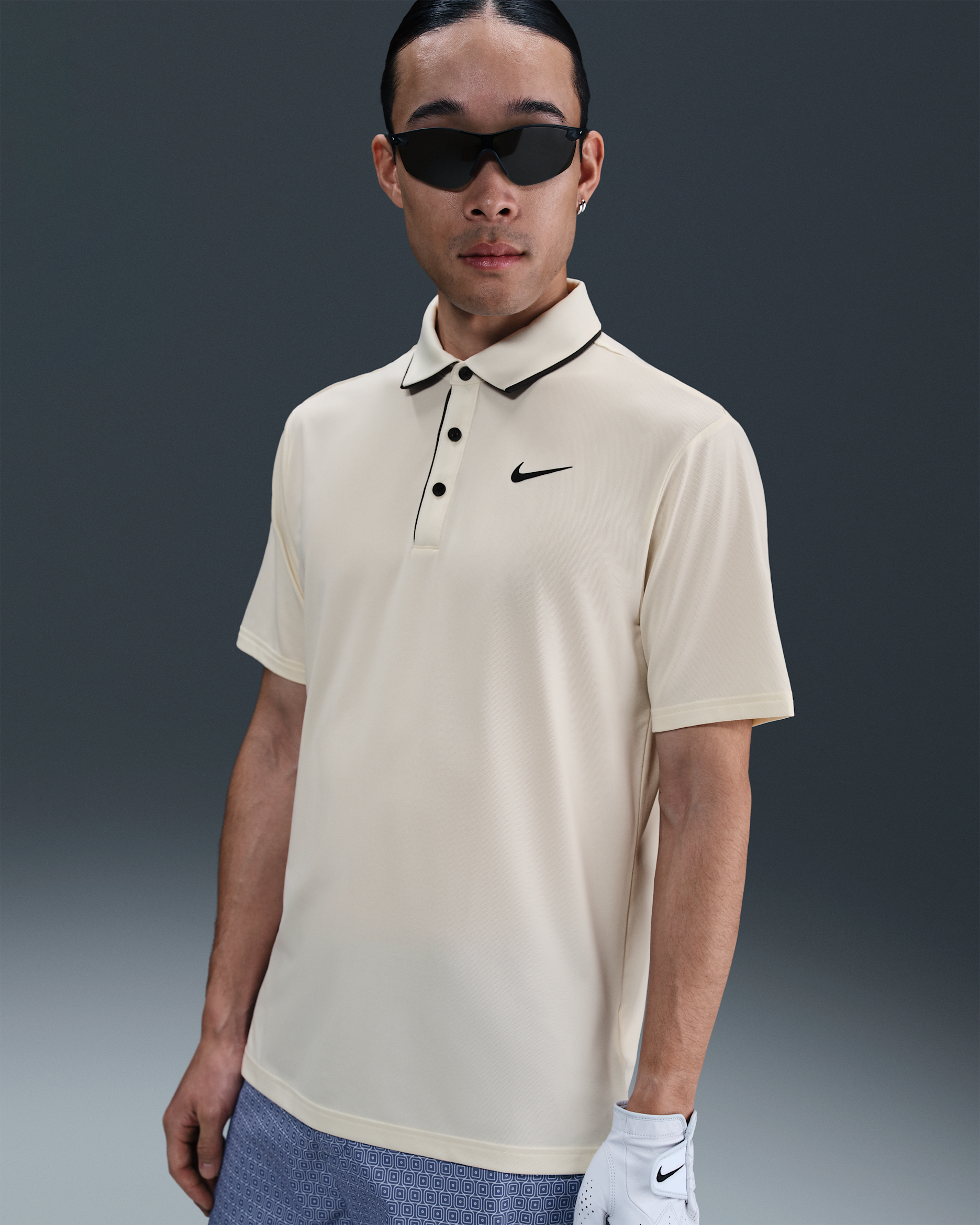 나이키 투어 남성 드라이 핏 골프 폴로 - 페일 아이보리/블랙