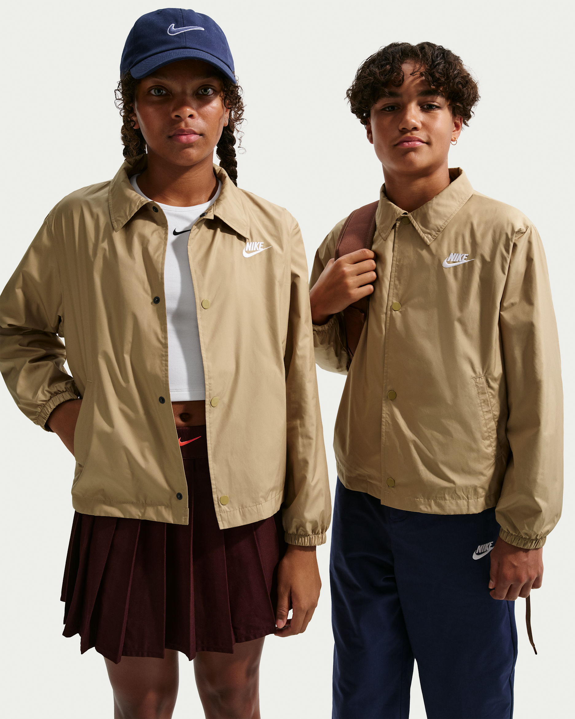 Nike Sportswear Club Big Kids' Repel Coaches' Jacket - Parachute Beige/White