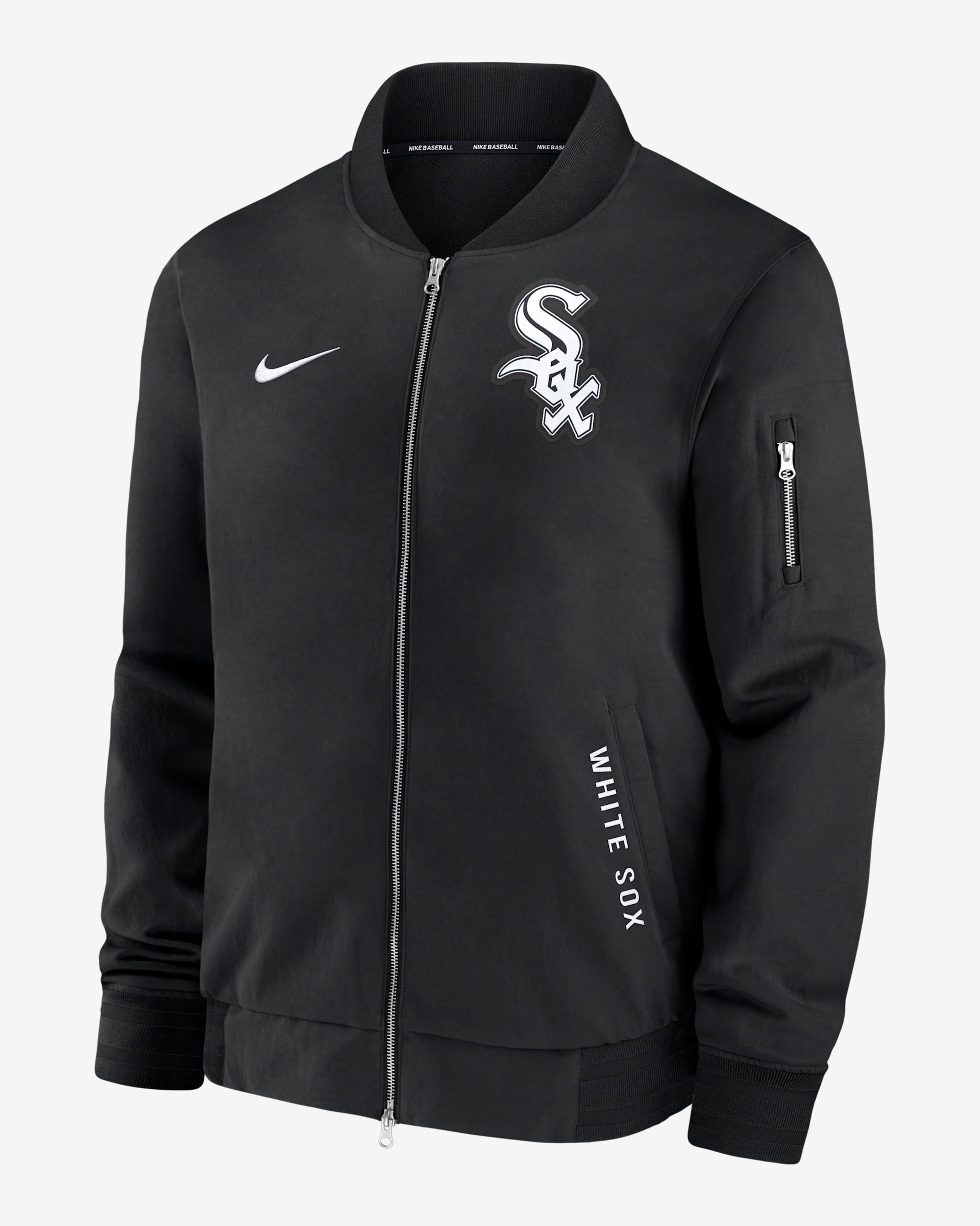 Chicago White Sox Authentic Collection Dugout Men's Nike MLB Full-Zip Bomber Jacket - Black