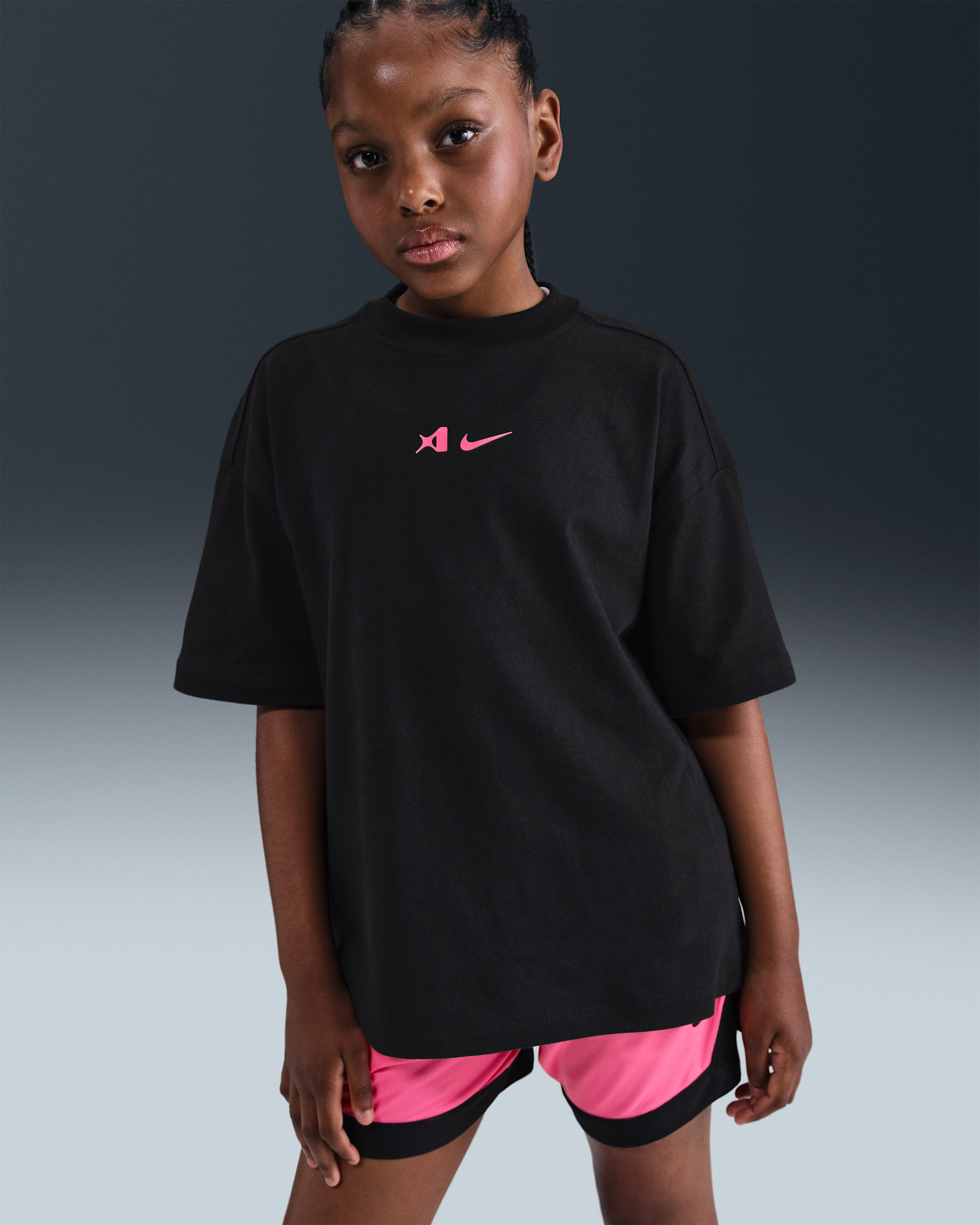 エイジャ ウィルソン ジュニア (ガールズ) オーバーサイズド Tシャツ - ブラック