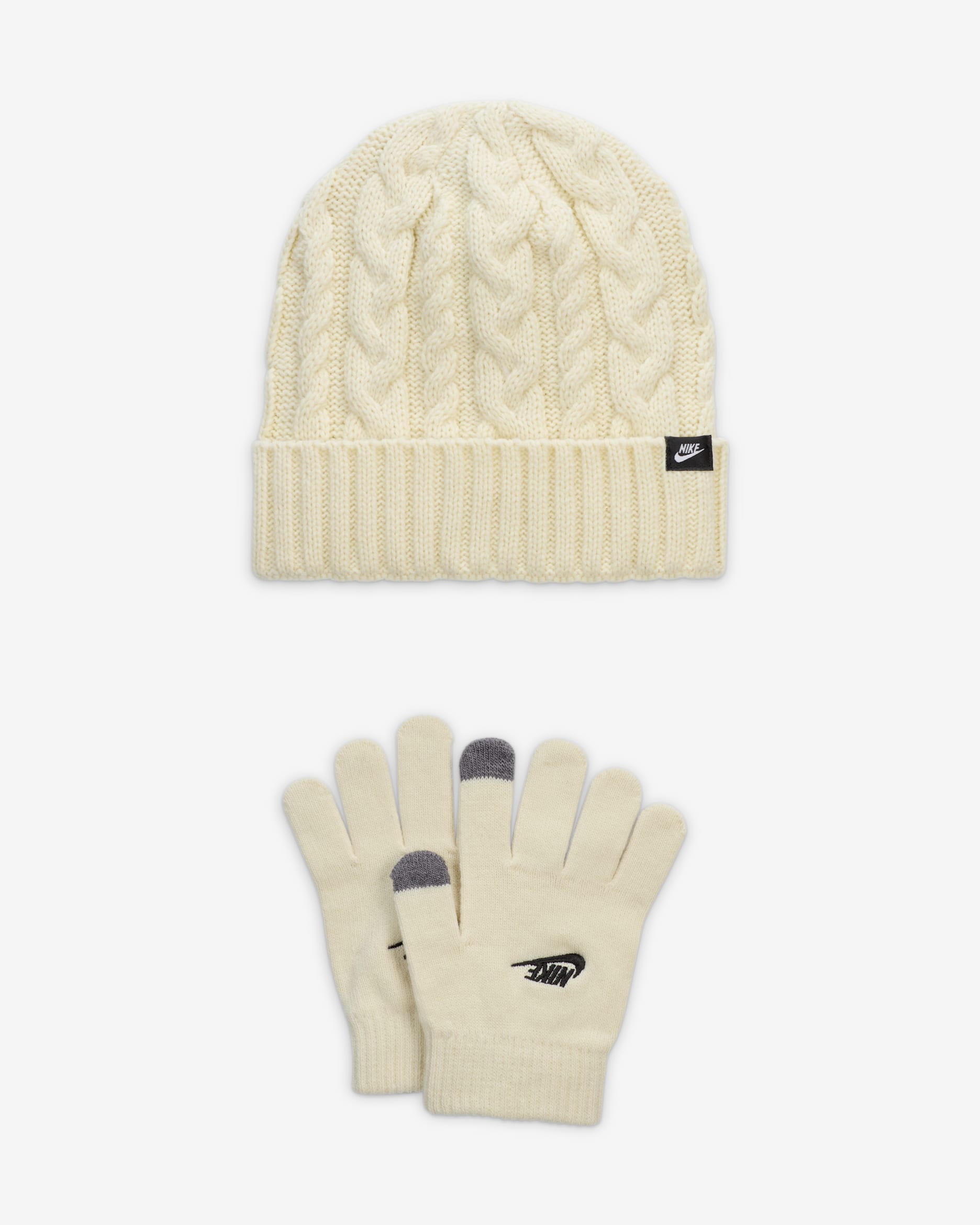 Conjunto de gorro de 2 piezas Cable Gifting para niños talla grande Nike - Leche de coco