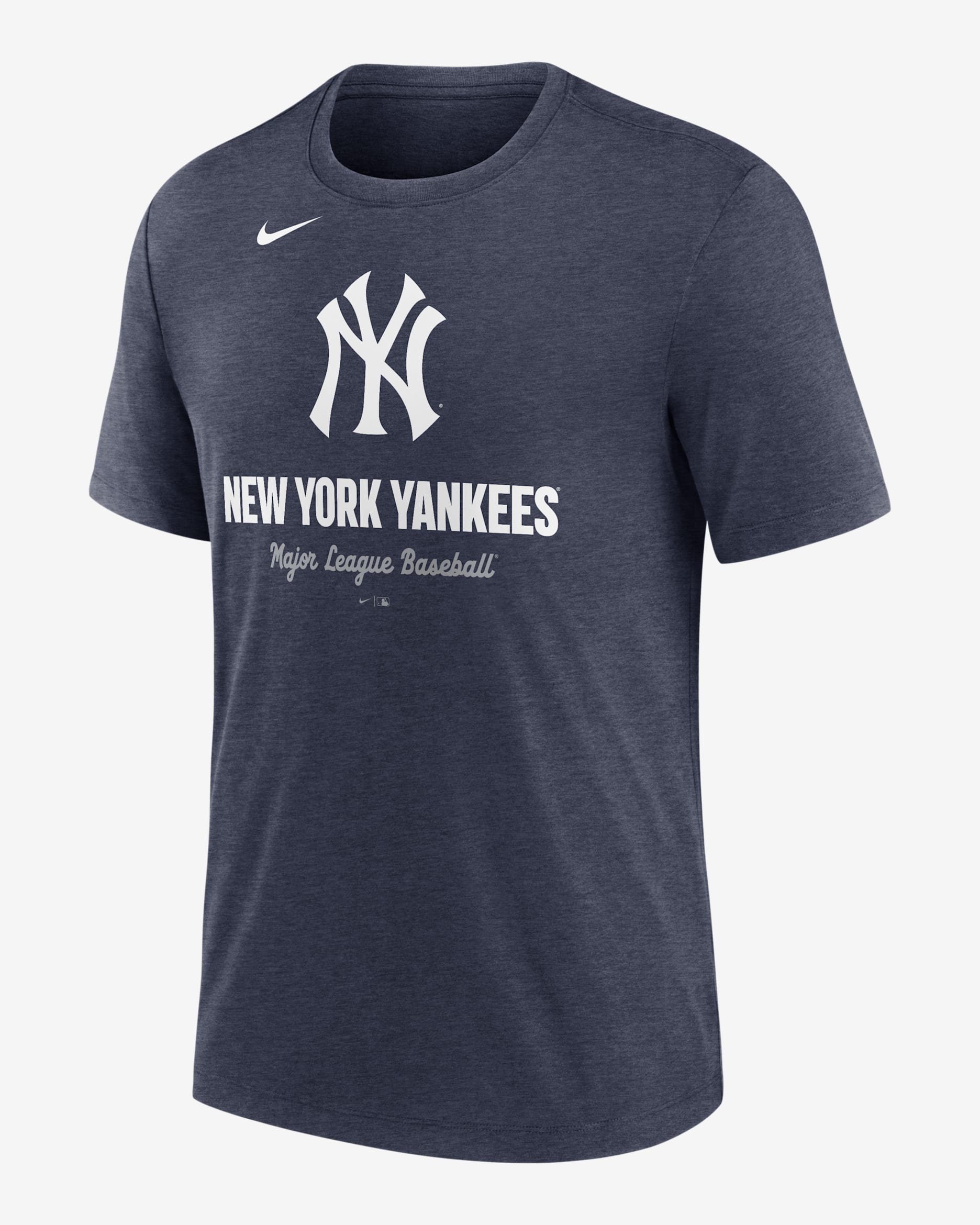 Playera Nike de la MLB para hombre New York Yankees Logo - Azul marino jaspeado
